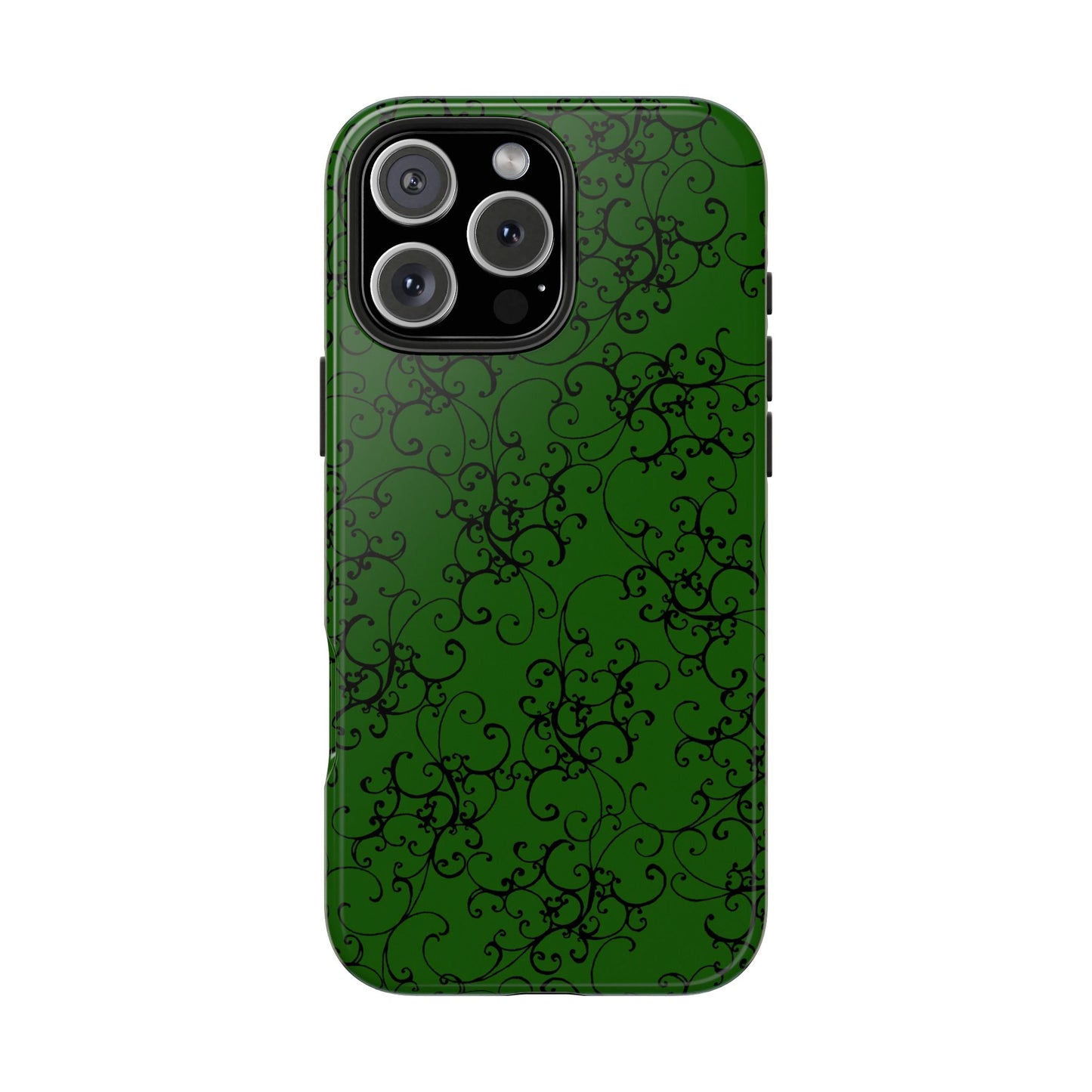 Elegant Scroll Dark Green / Black Phone Case