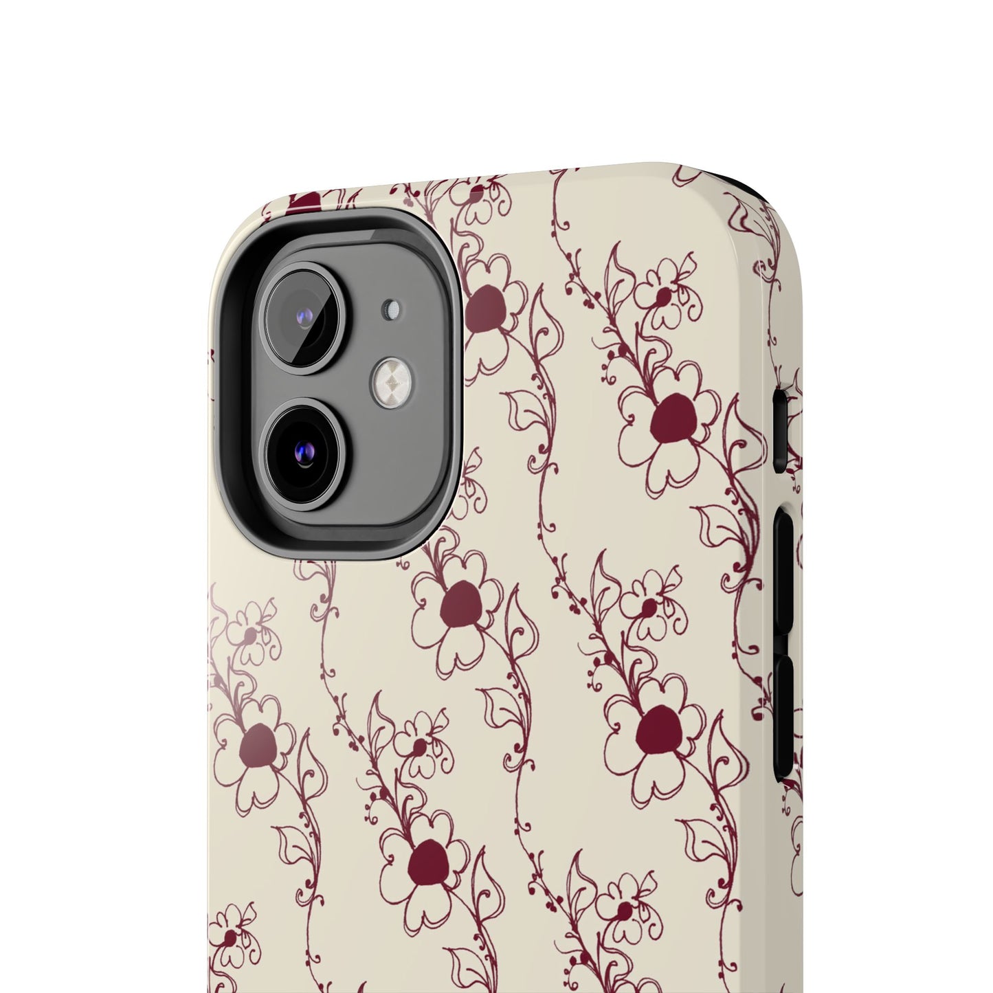 Diagonal Daisies Ivory / Red Phone Case
