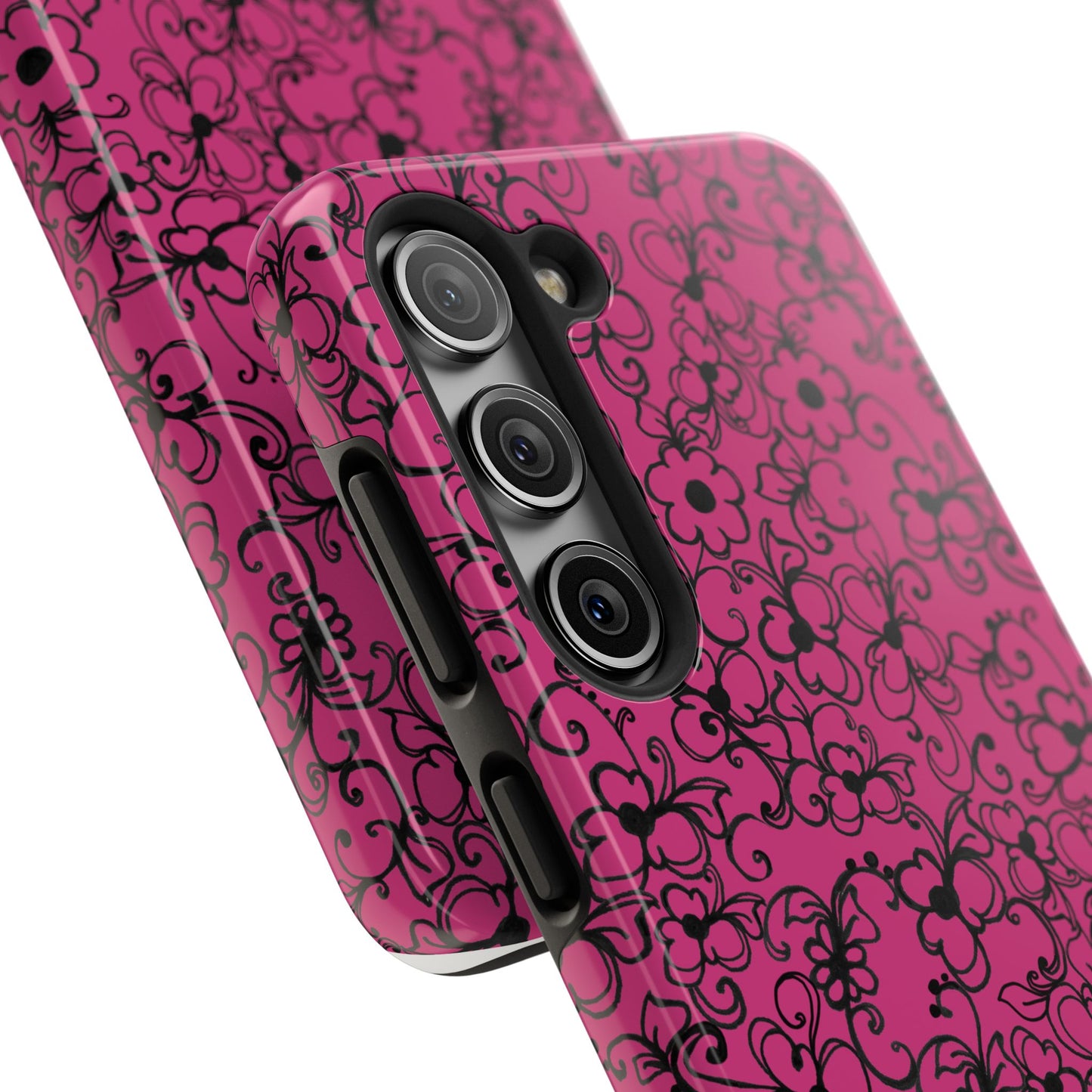 Daisy Jungle Pink / Black Phone Case