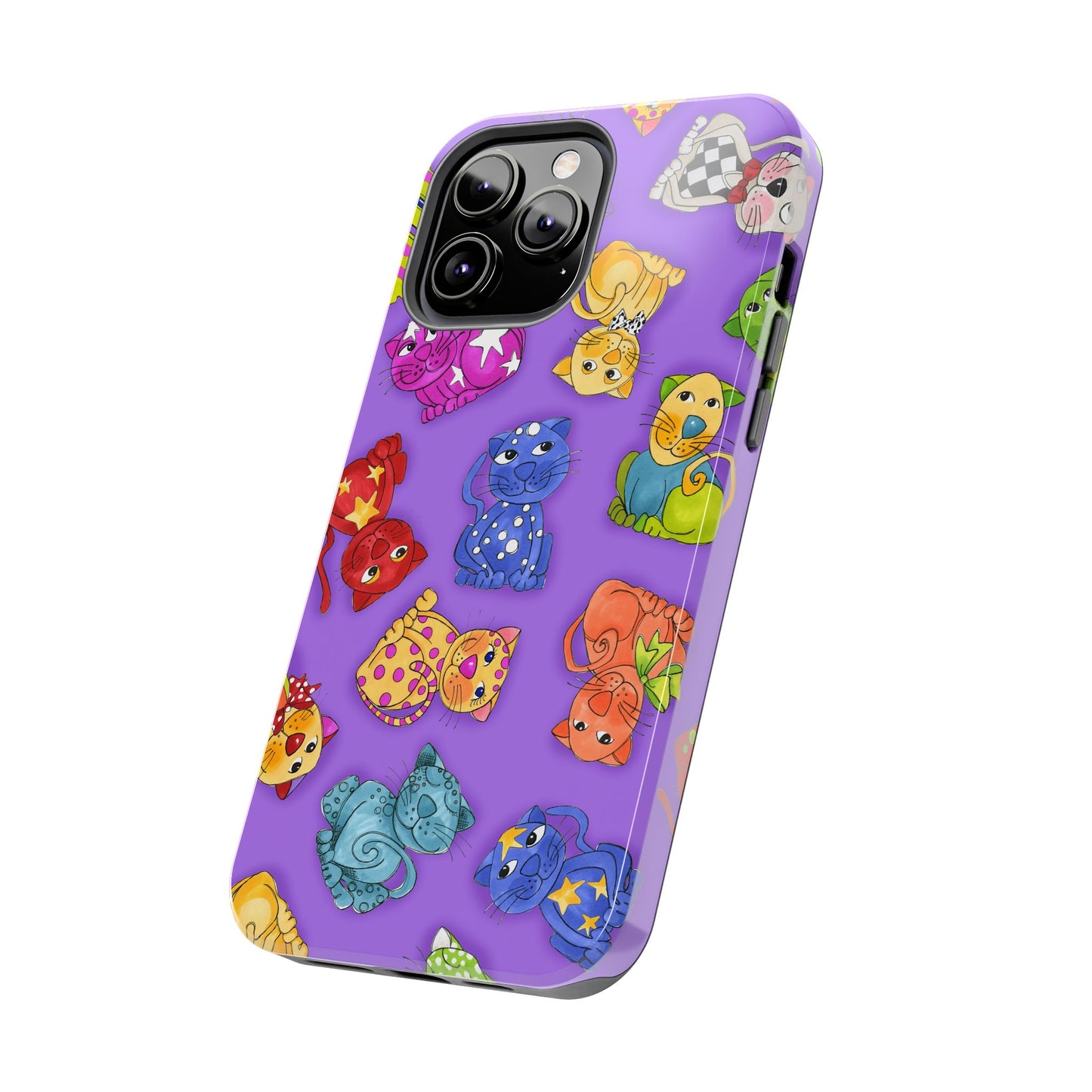 Tossed Happy Cats Purple Phone Case