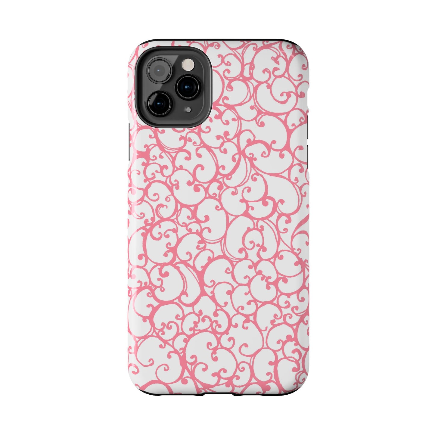 Scrollie White / Pink Phone Case