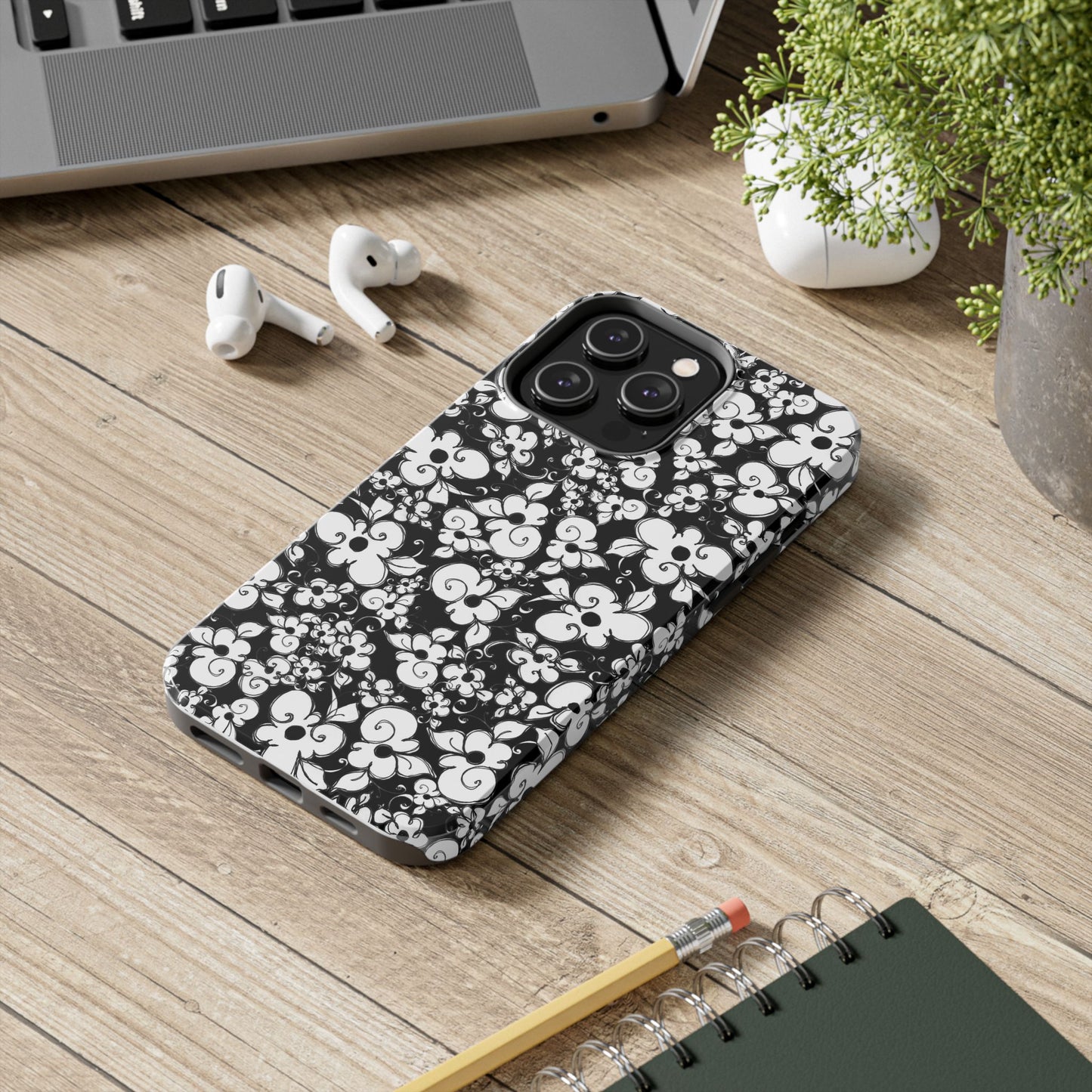 Dog Daisies Black Phone Case