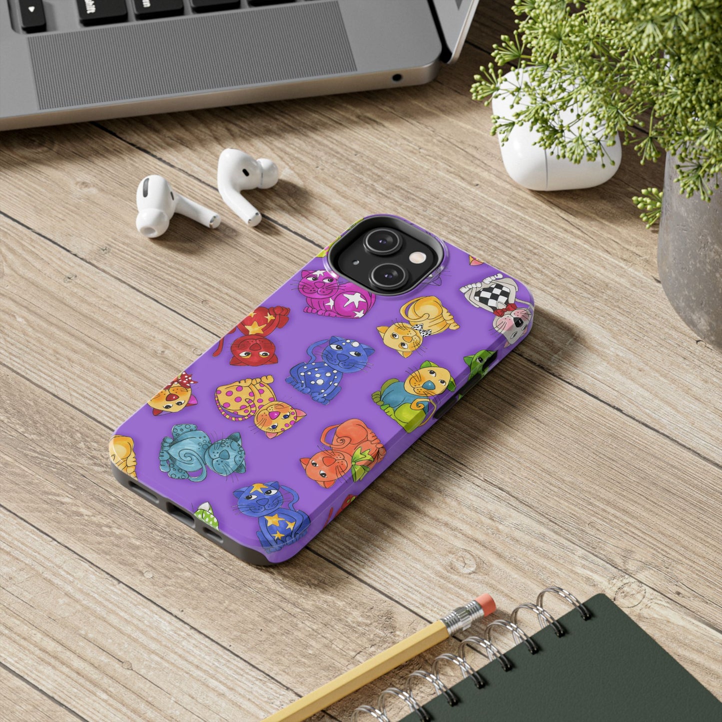 Tossed Happy Cats Purple Phone Case