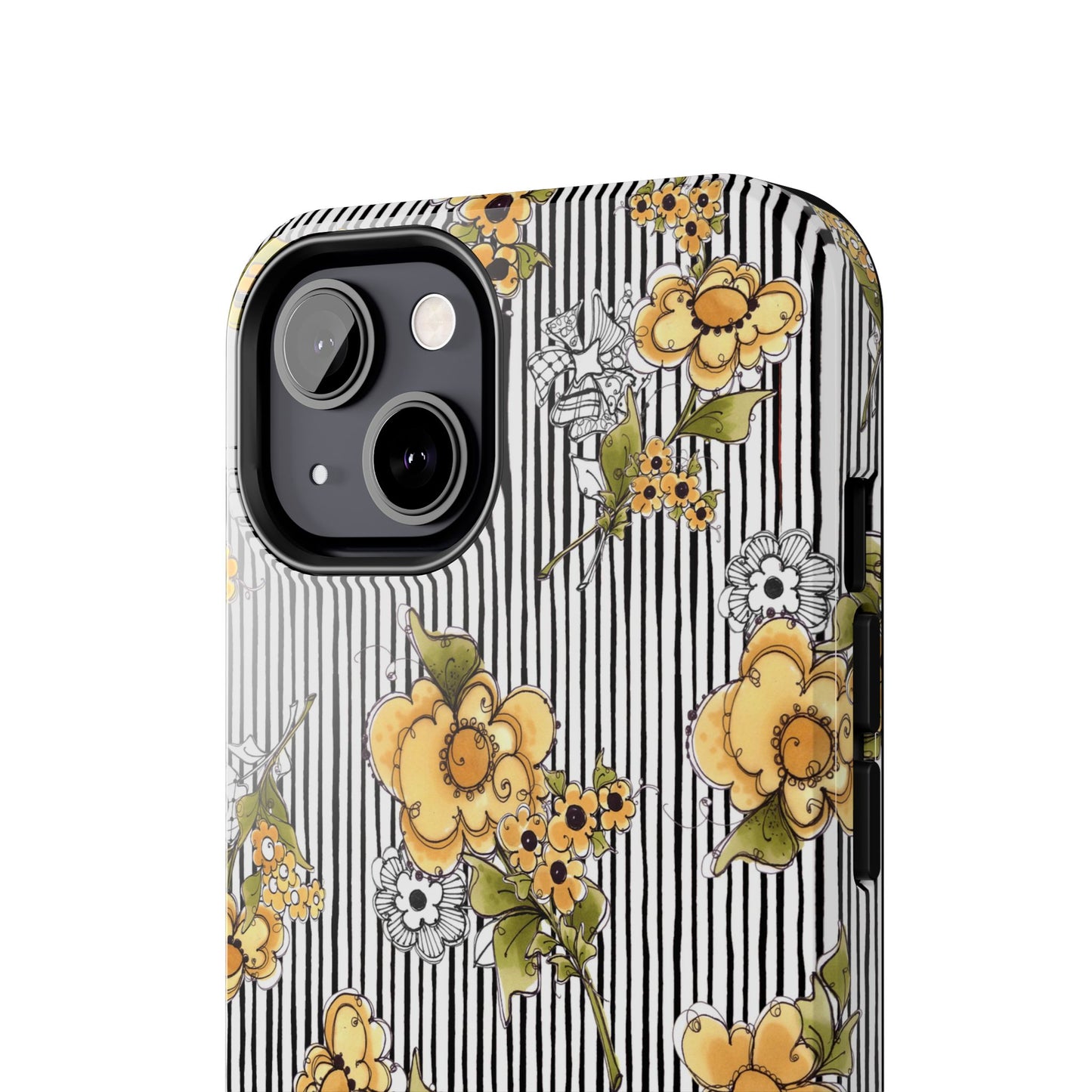 Bee Floral White / Black Phone Case