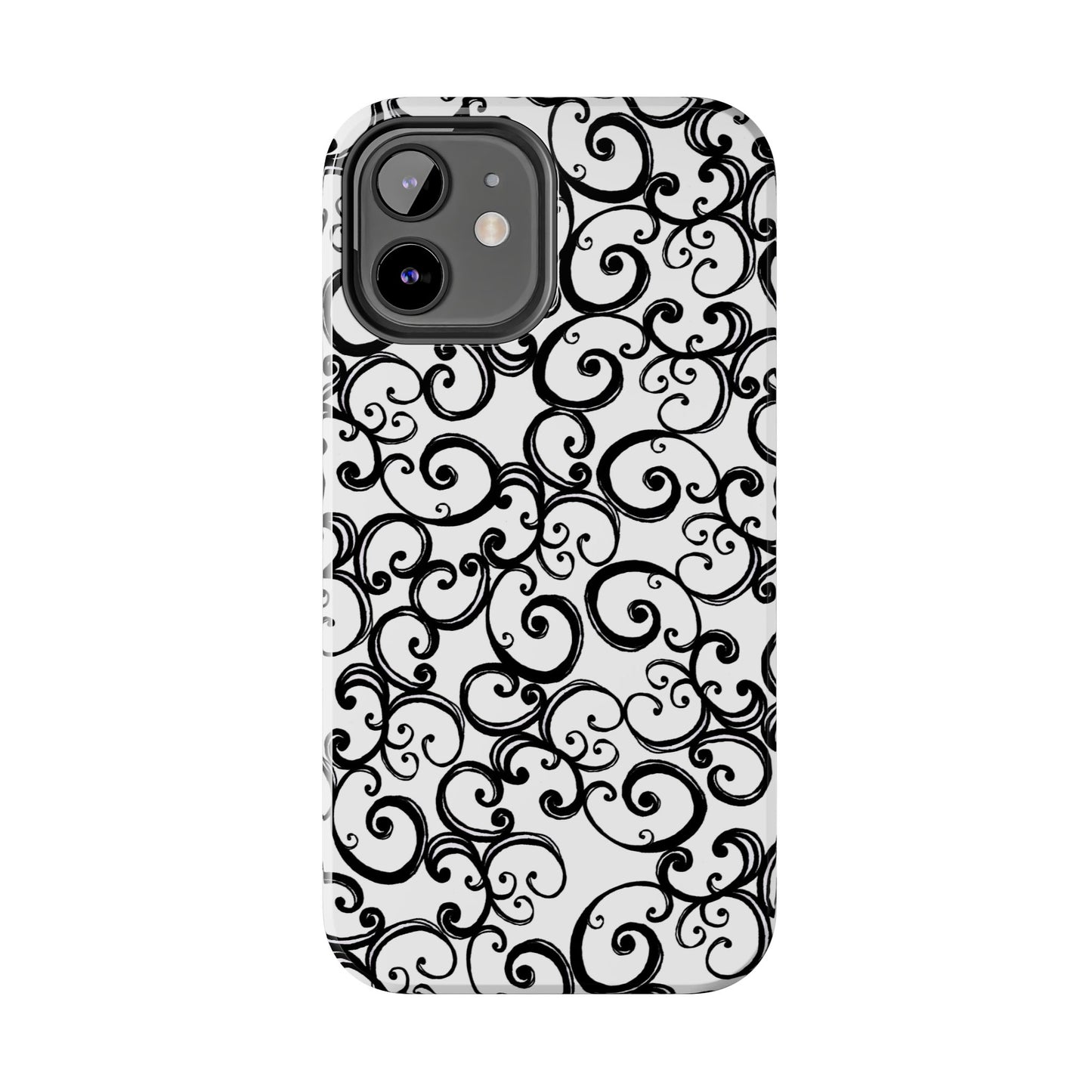 Curls White / Black Phone Case