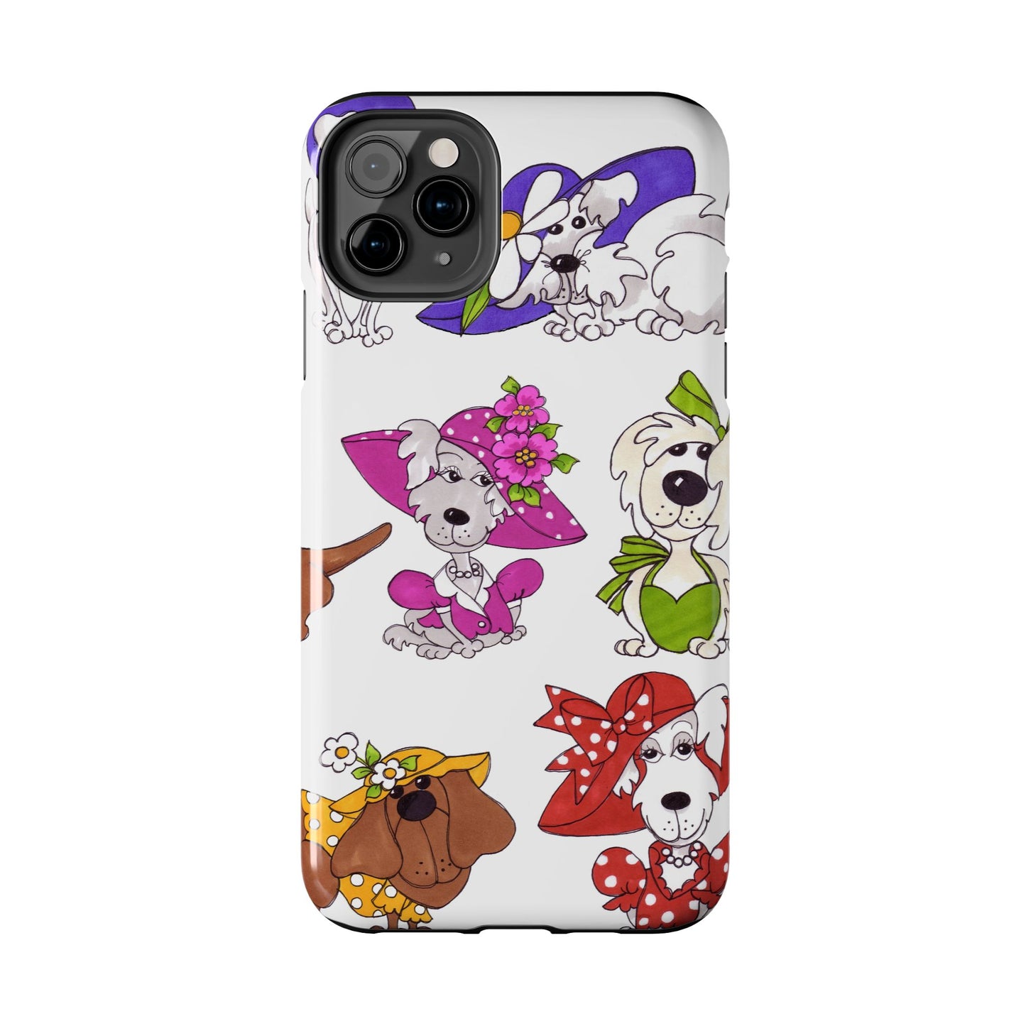Fancy Dog Line Up White Phone Case