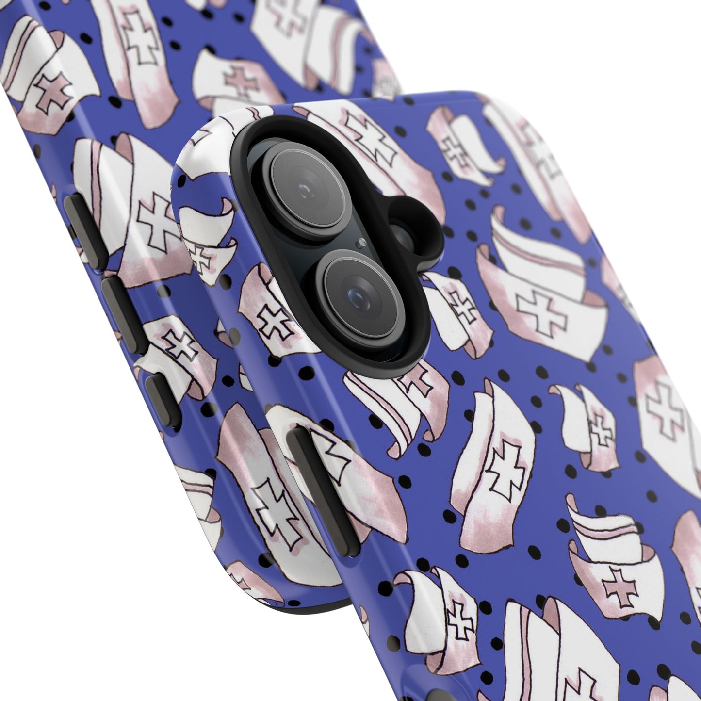 Med Hats Blue / Black Phone Case