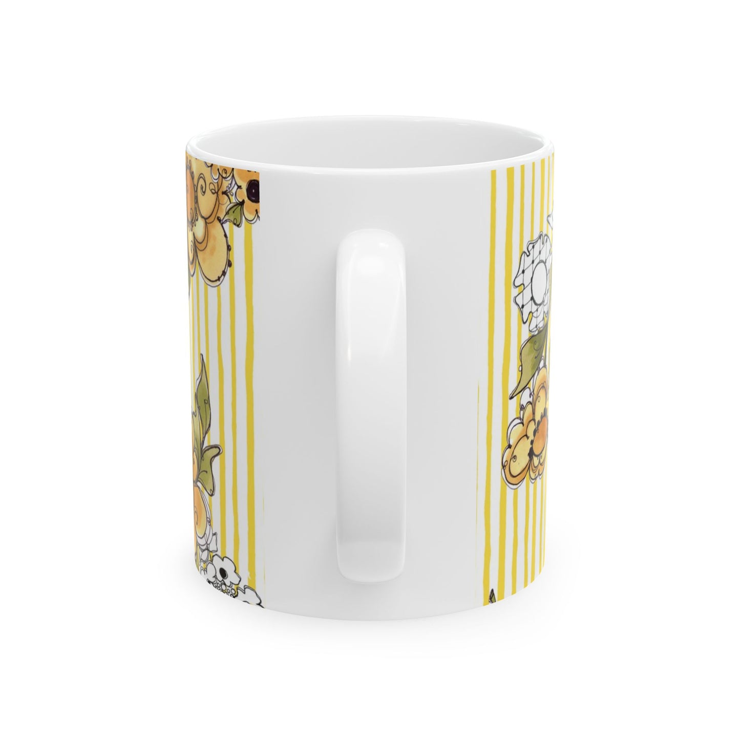 Bee Floral Stripe White / Yellow Cup