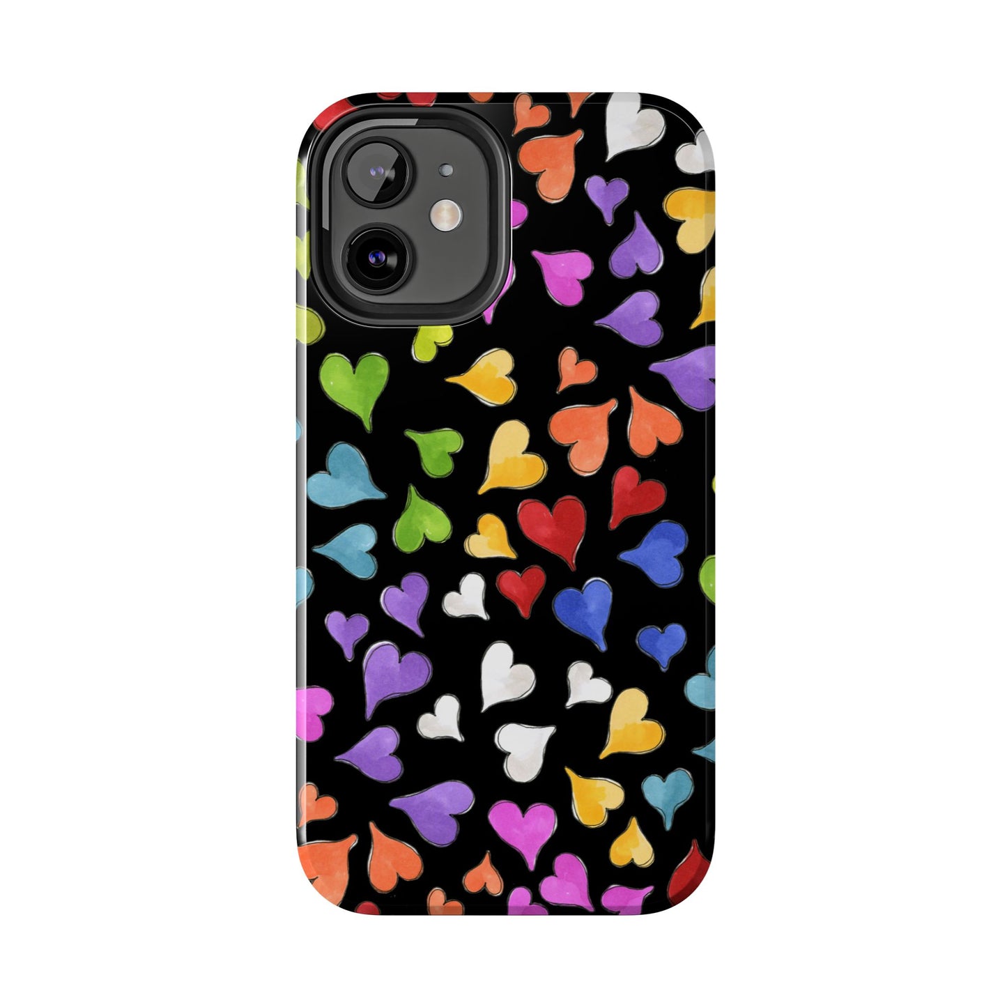 Happy Hearts Black Phone Case
