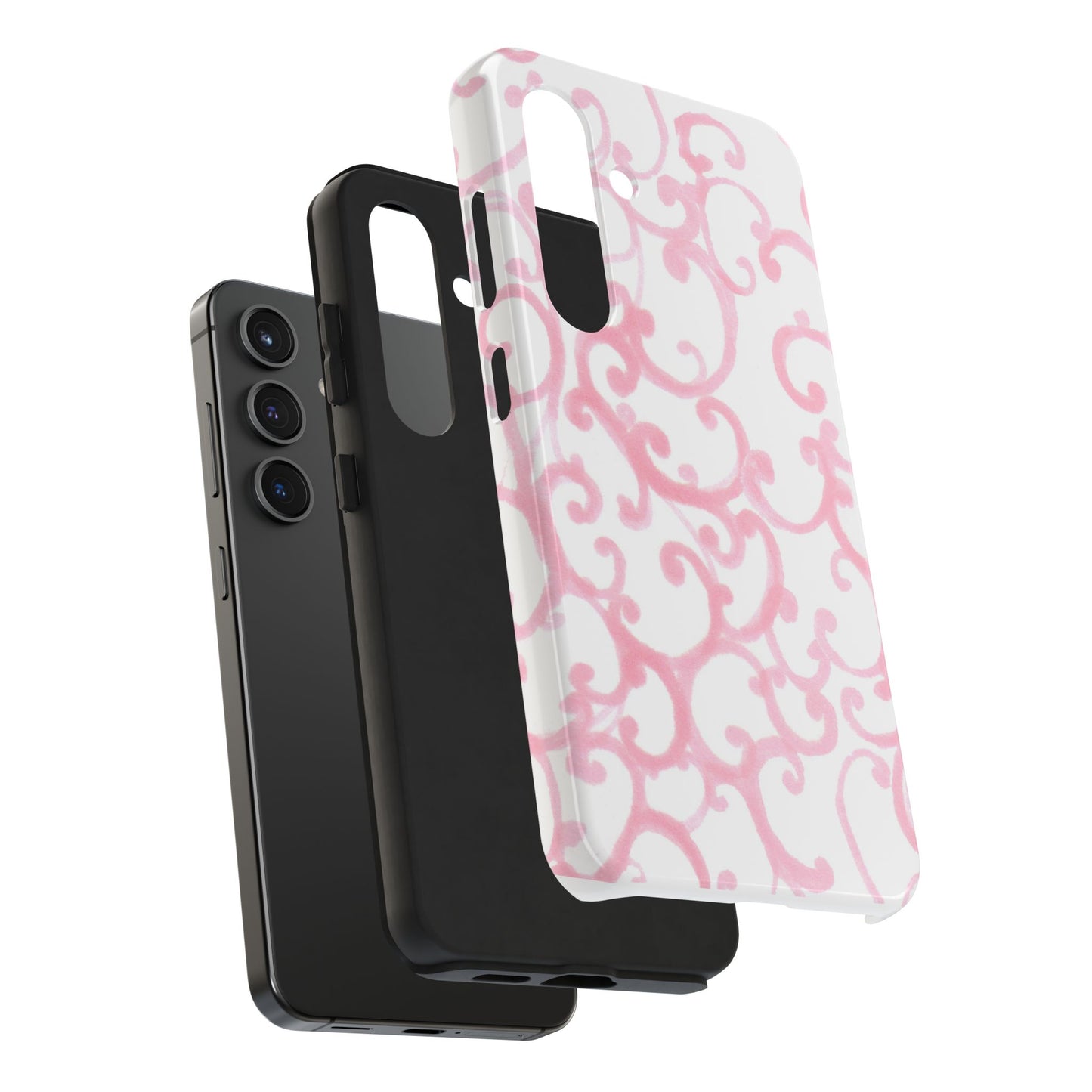 Scrollie White / Pink Phone Case