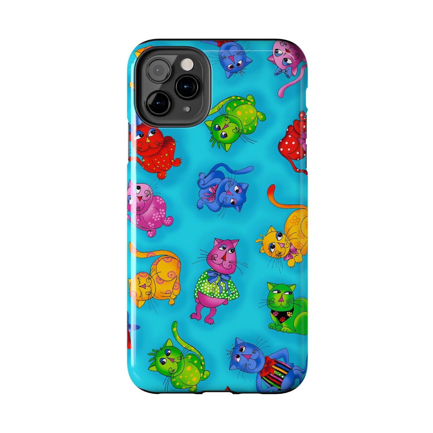 Tossed Cool Cats Turquoise Phone Case