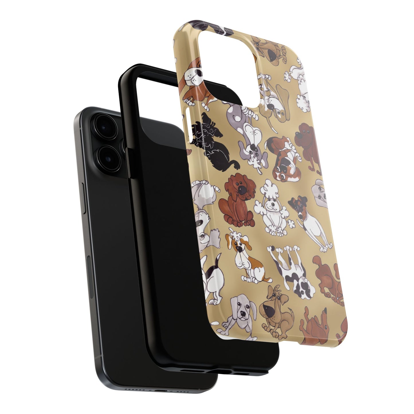 Tossed Doggies Tan Phone Case