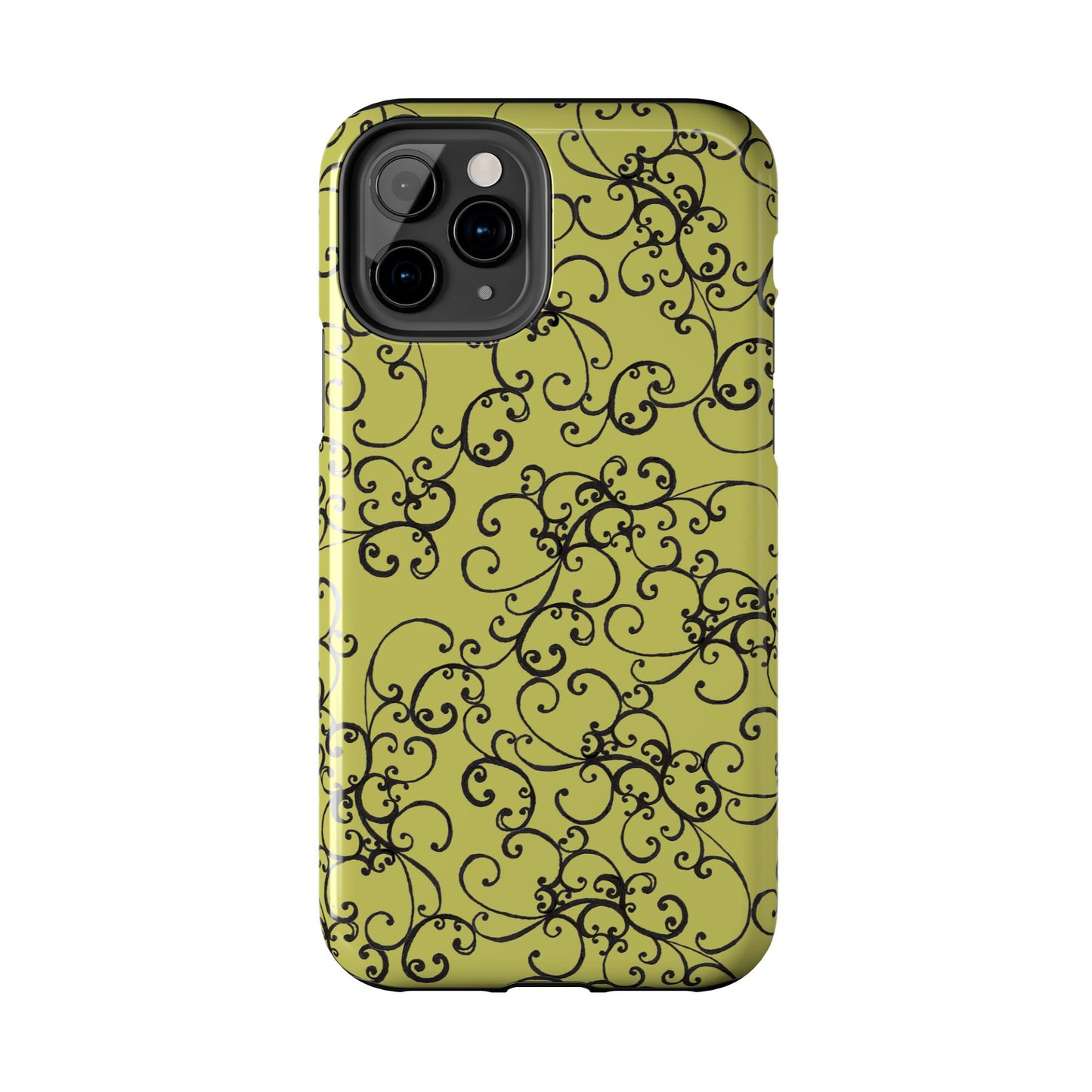 Elegant Scroll Green / Black Phone Case