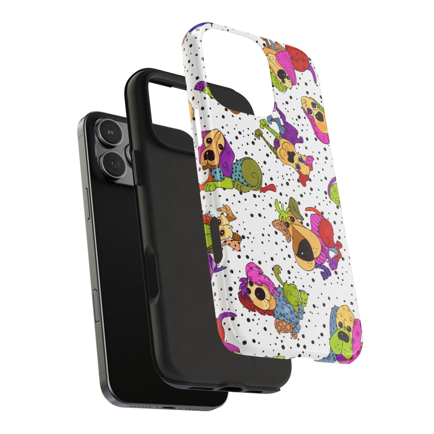 Tossed Happy Dogs White Phone Case