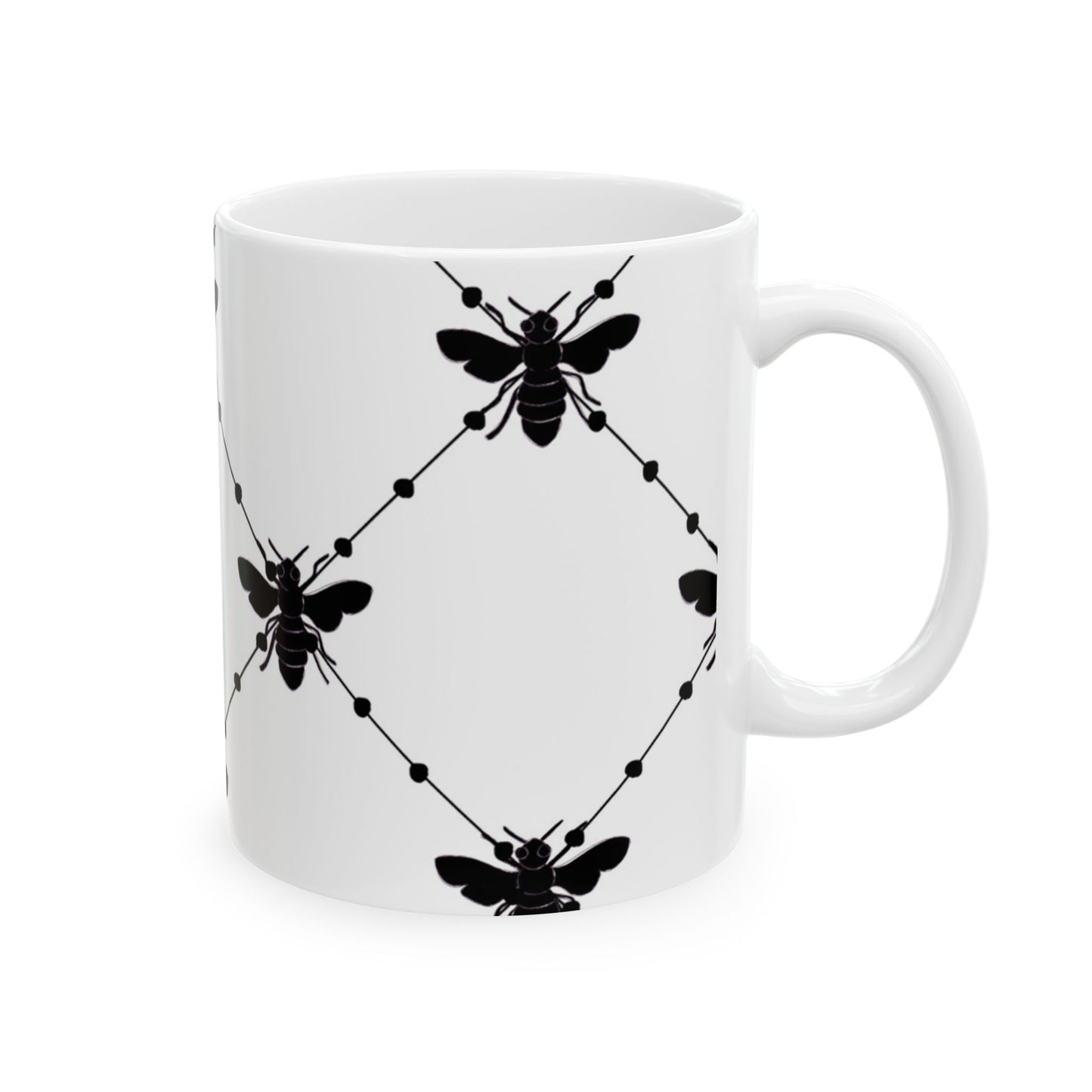 Beaded Bees White Cup