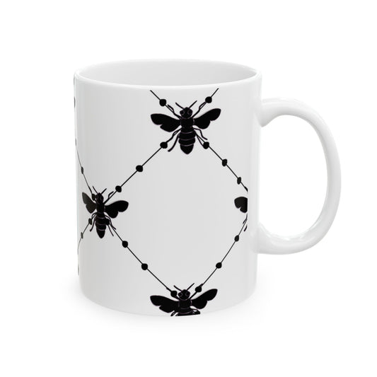 Beaded Bees White Cup