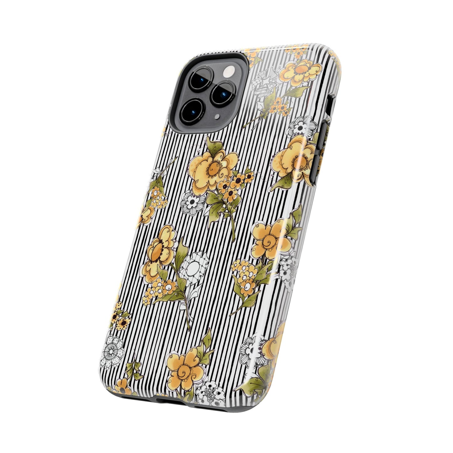 Bee Floral White / Black Phone Case