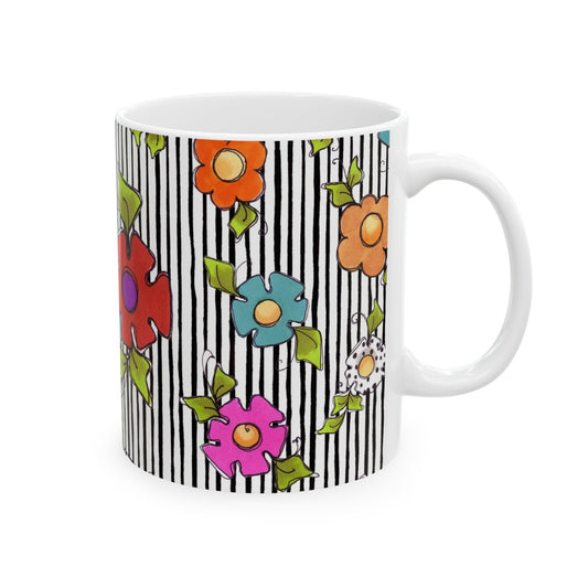 Dog Blooms White / Black Cup