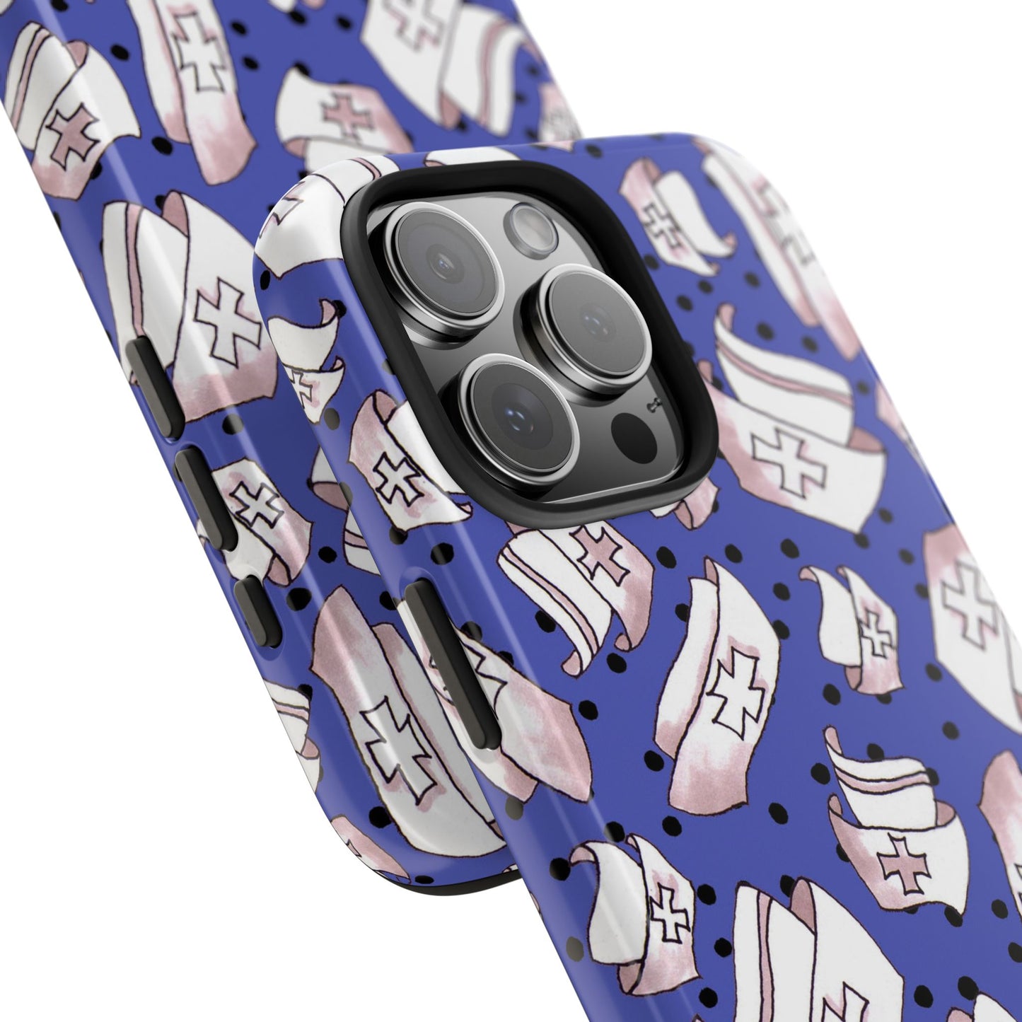 Med Hats Blue / Black Phone Case