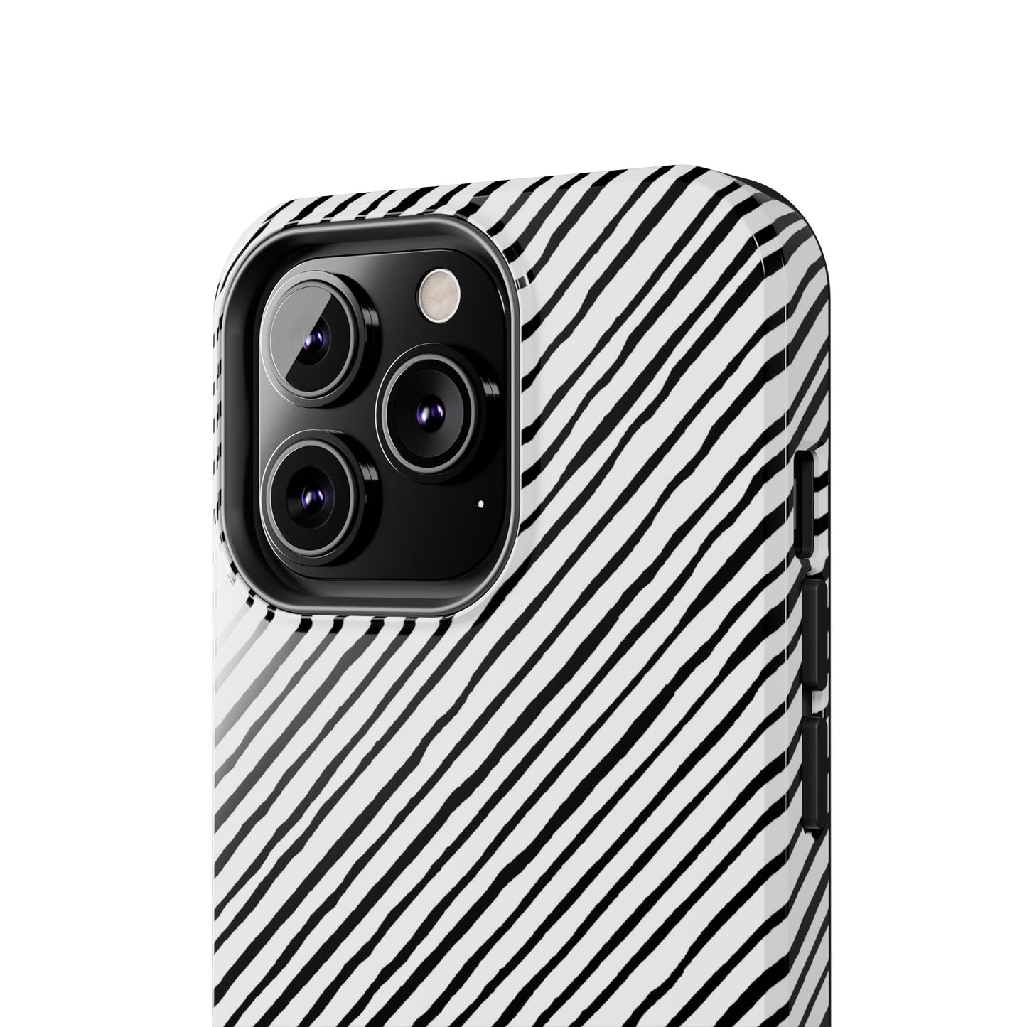 Quirky Bias Stripe White / Black Phone Case