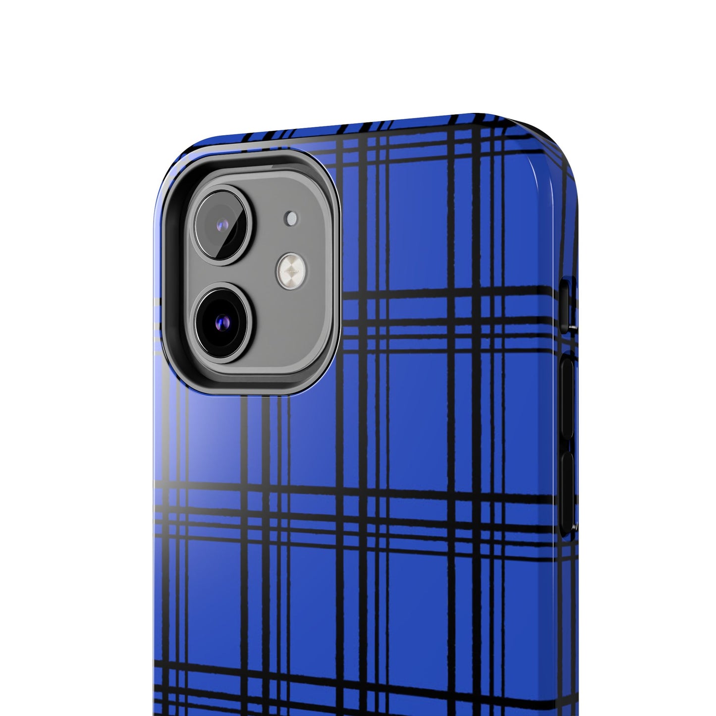 Glad Plaid Blue / Black Phone Case