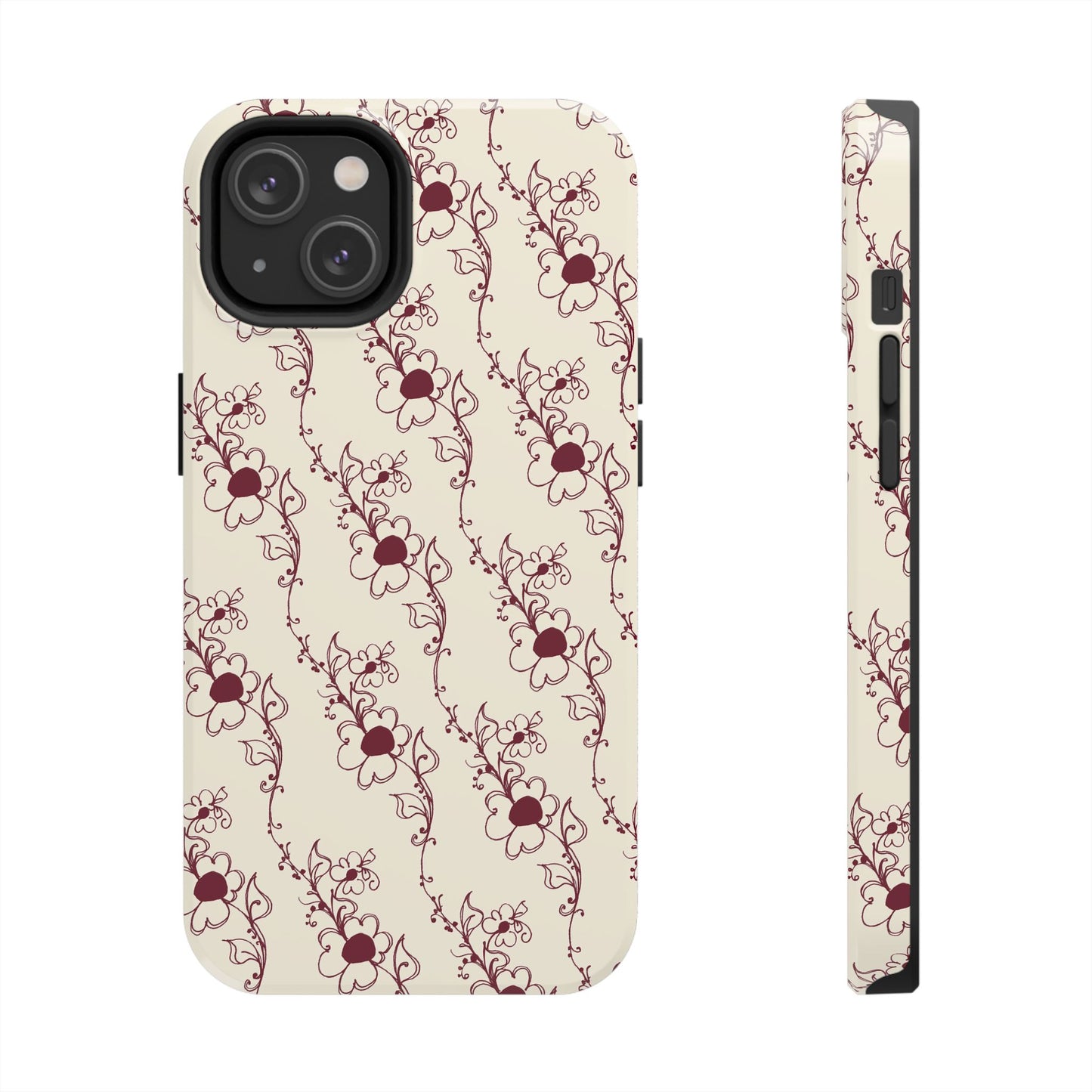 Diagonal Daisies Ivory / Red Phone Case