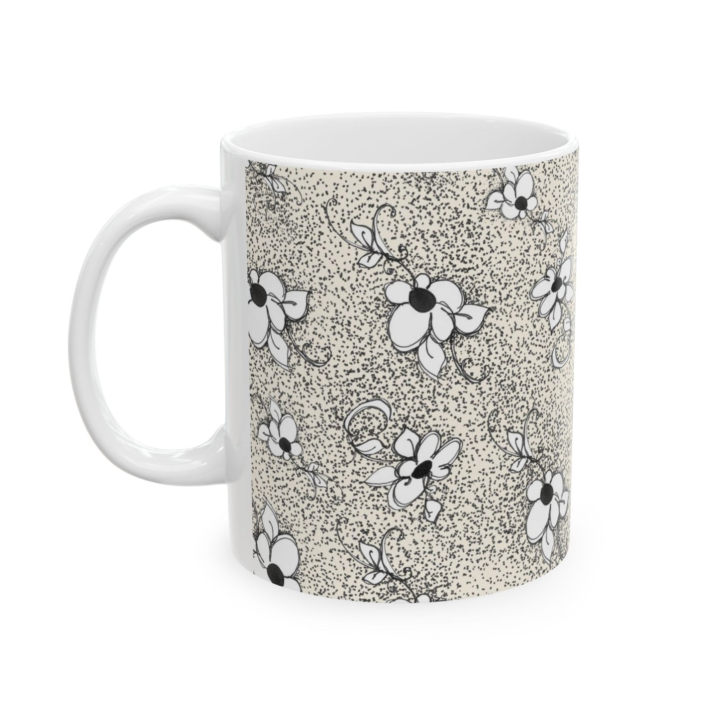 Daisy Specks Ivory / Black Cup