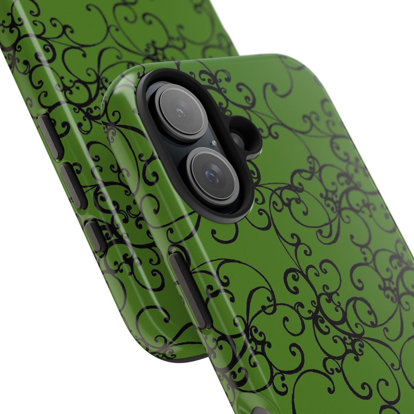 Elegant Scroll Green / Black Phone Case