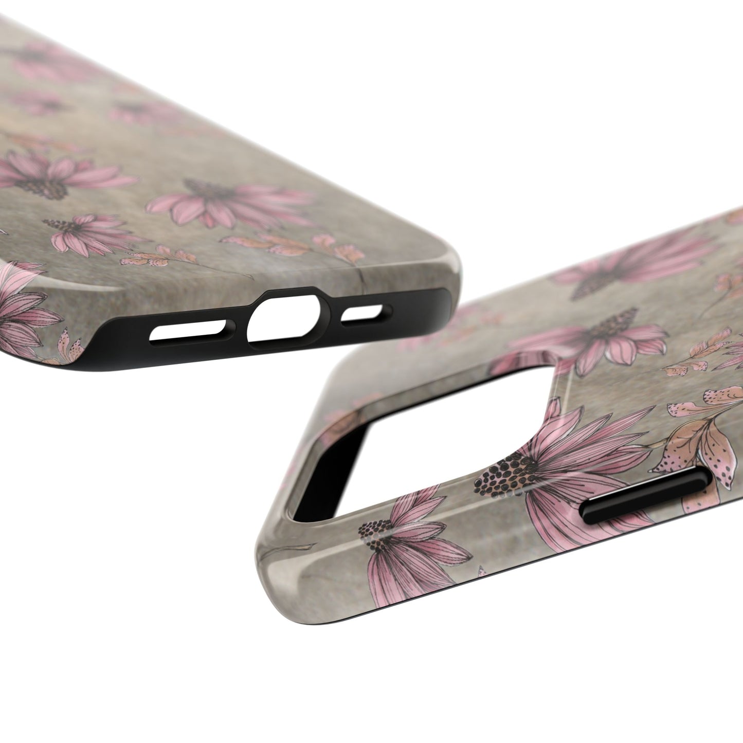 Wild Cone Flowers Taupe Marble Phone Case