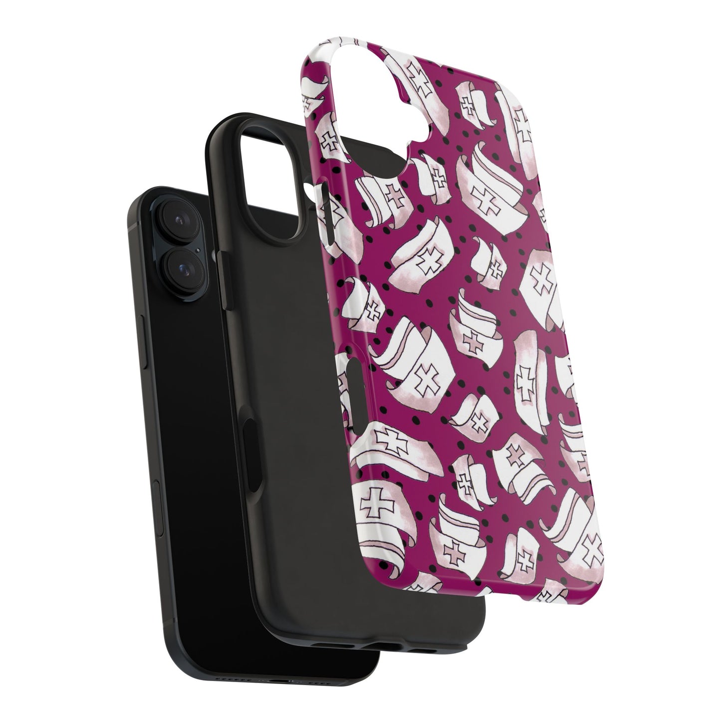 Med Hats Burgundy / Black Phone Case