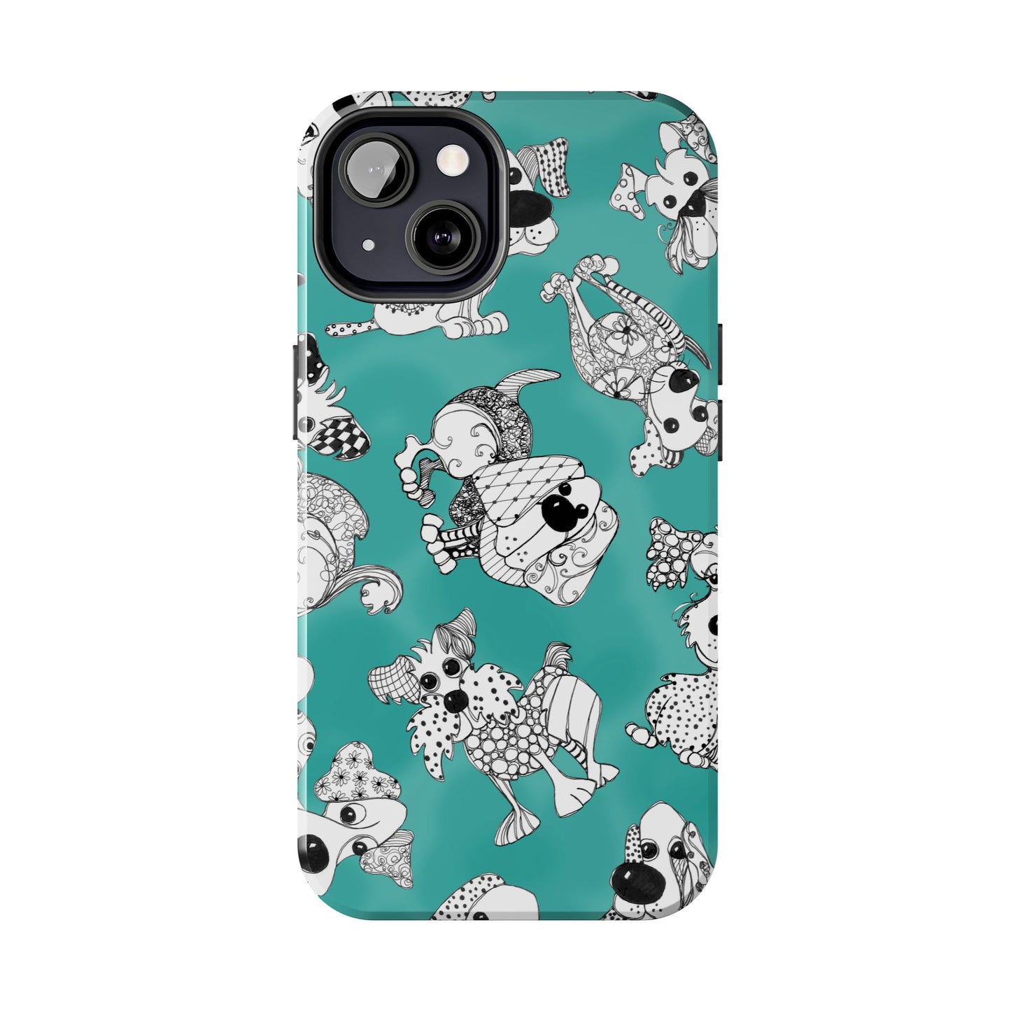 Doodle Dogs Turquoise Phone Case