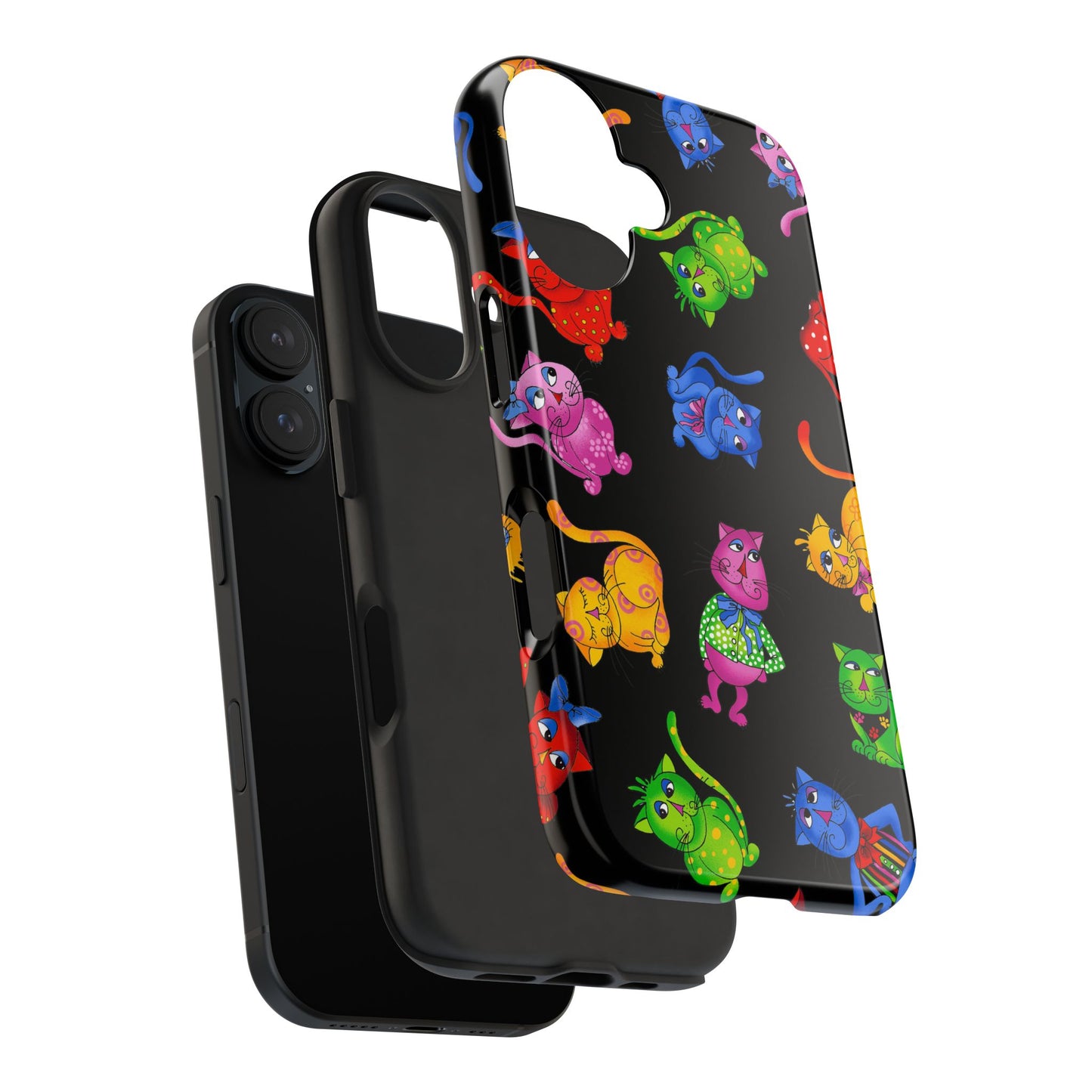 Tossed Cool Cats Black Phone Case
