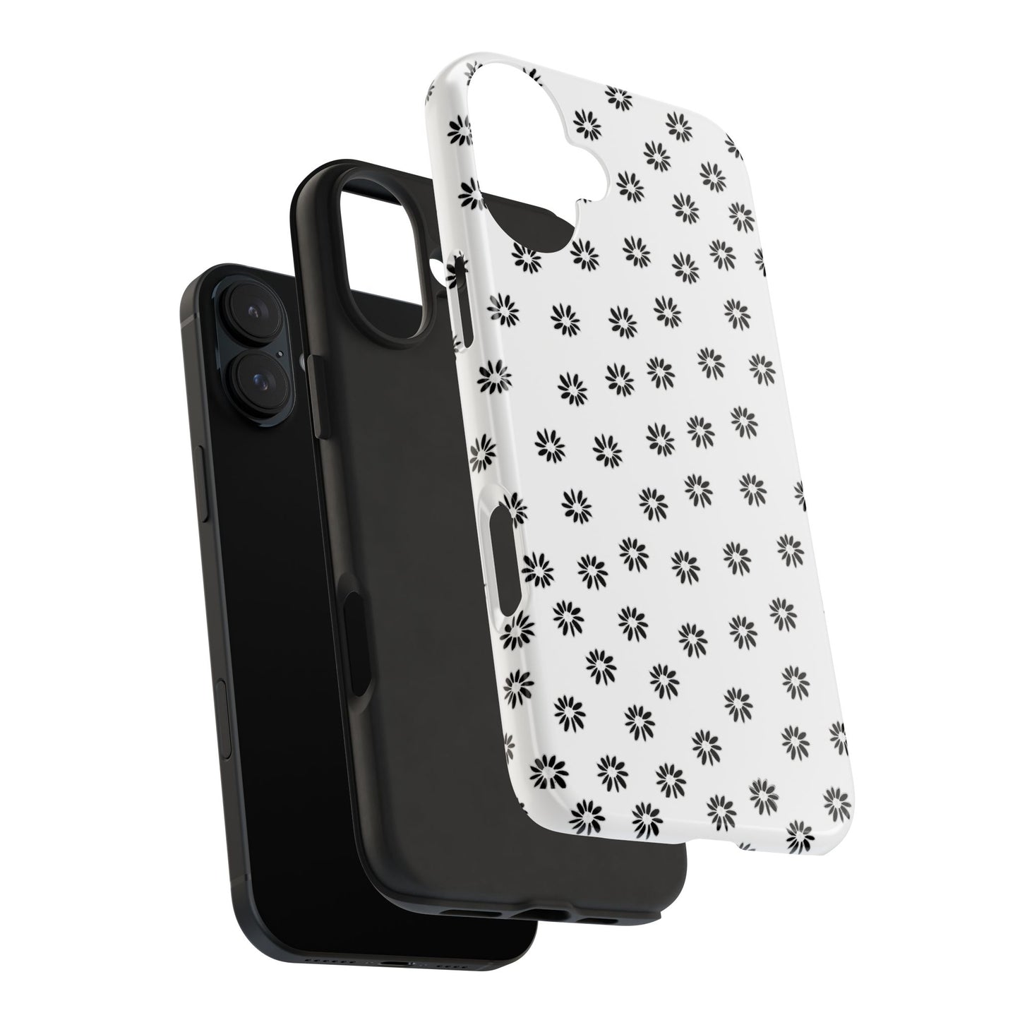 Daisy Dot White / Black Phone Case