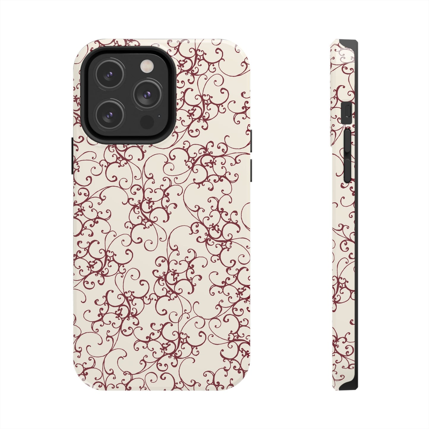Elegant Scroll Ivory / Red Phone Case
