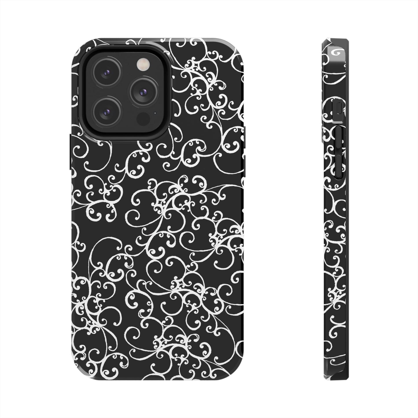 Elegant Scroll Black / White Phone Case