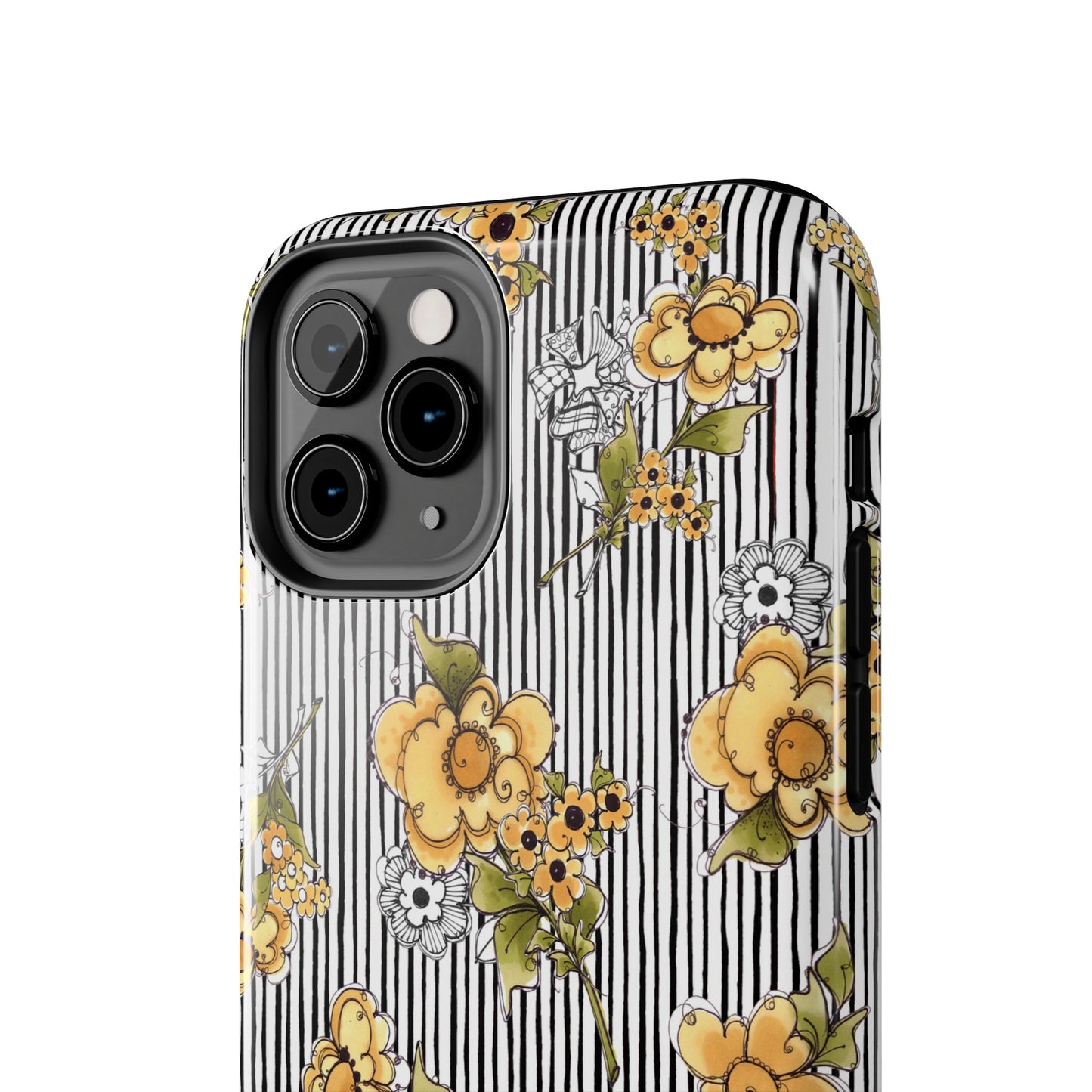 Bee Floral White / Black Phone Case