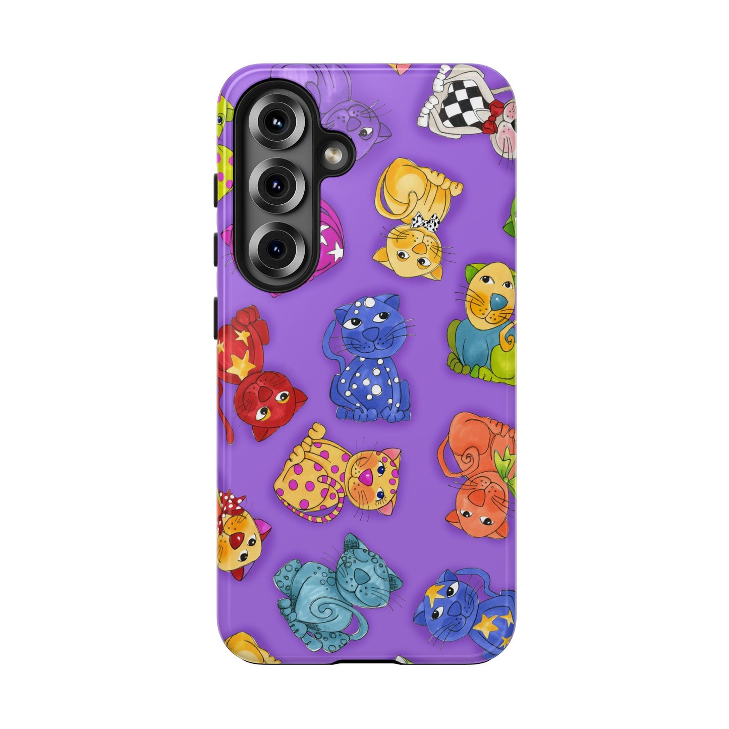 Tossed Happy Cats Purple Phone Case
