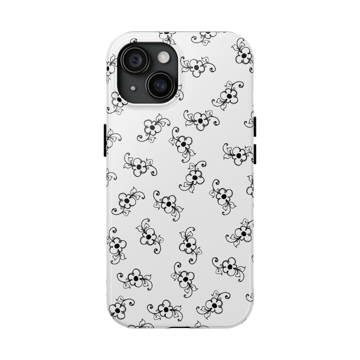 Daisy Scroll White / Black Phone Case