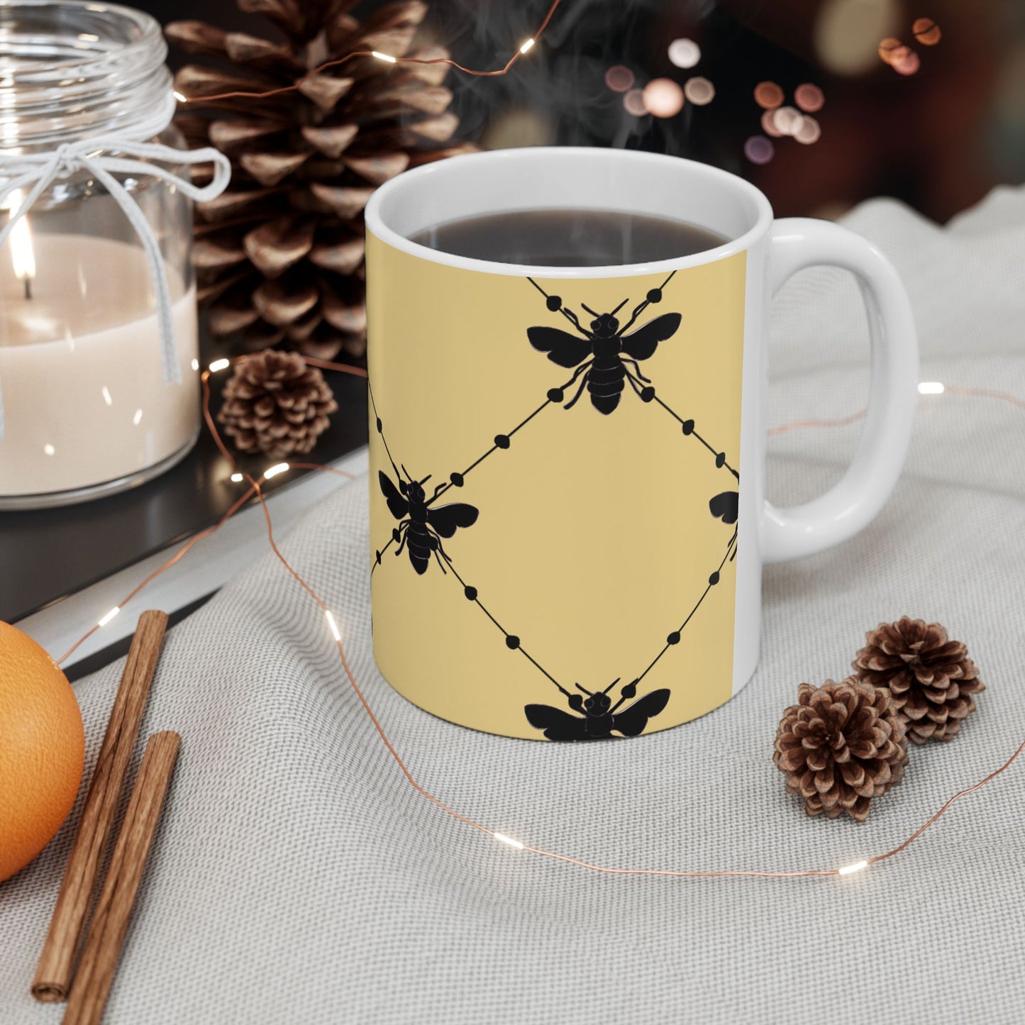 Beaded Bees Yellow Cup