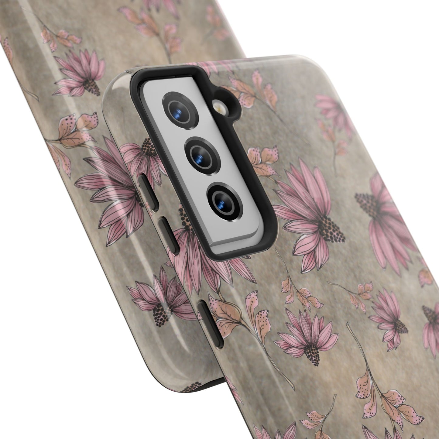 Wild Cone Flowers Taupe Marble Phone Case