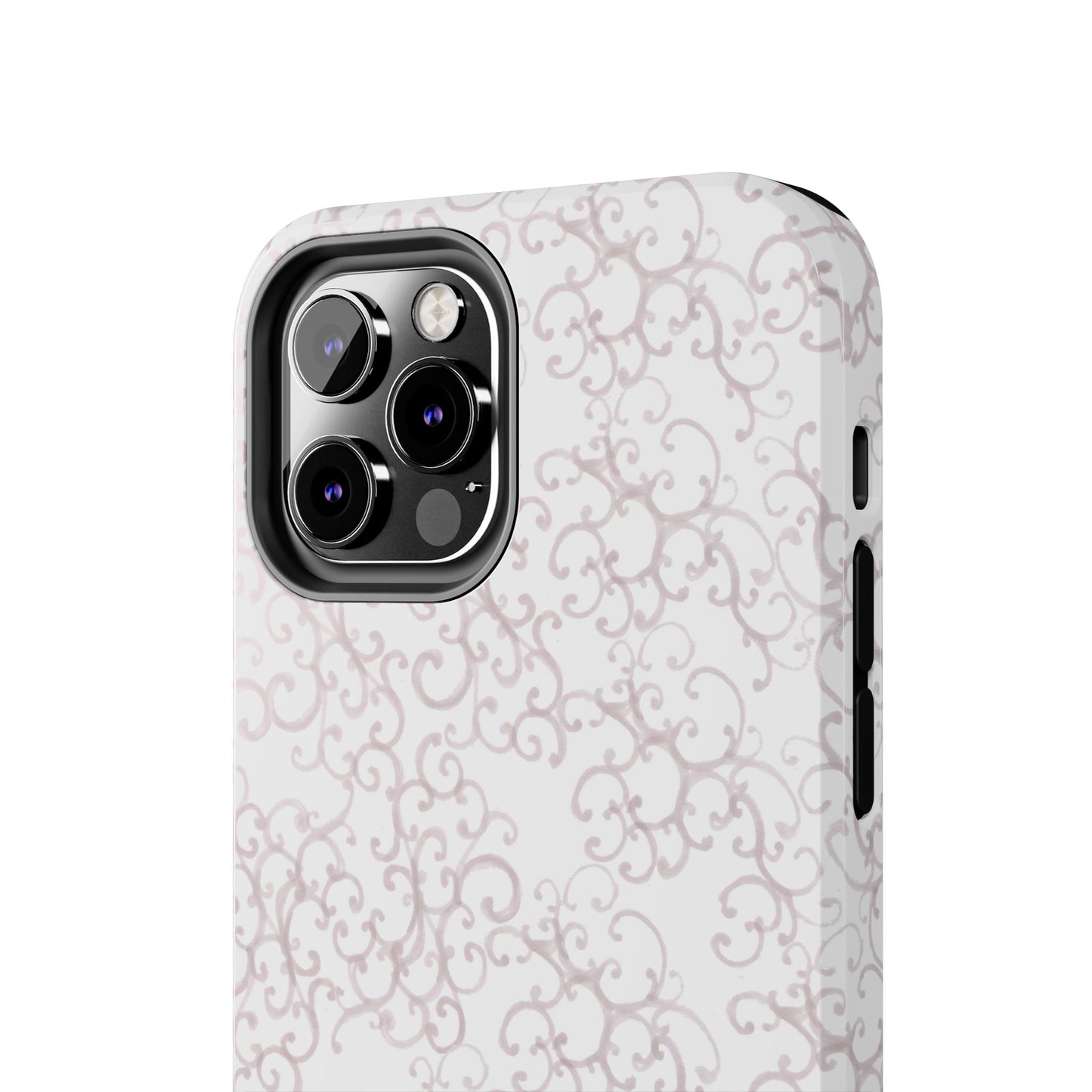 Scrollie White / Silver Phone Case