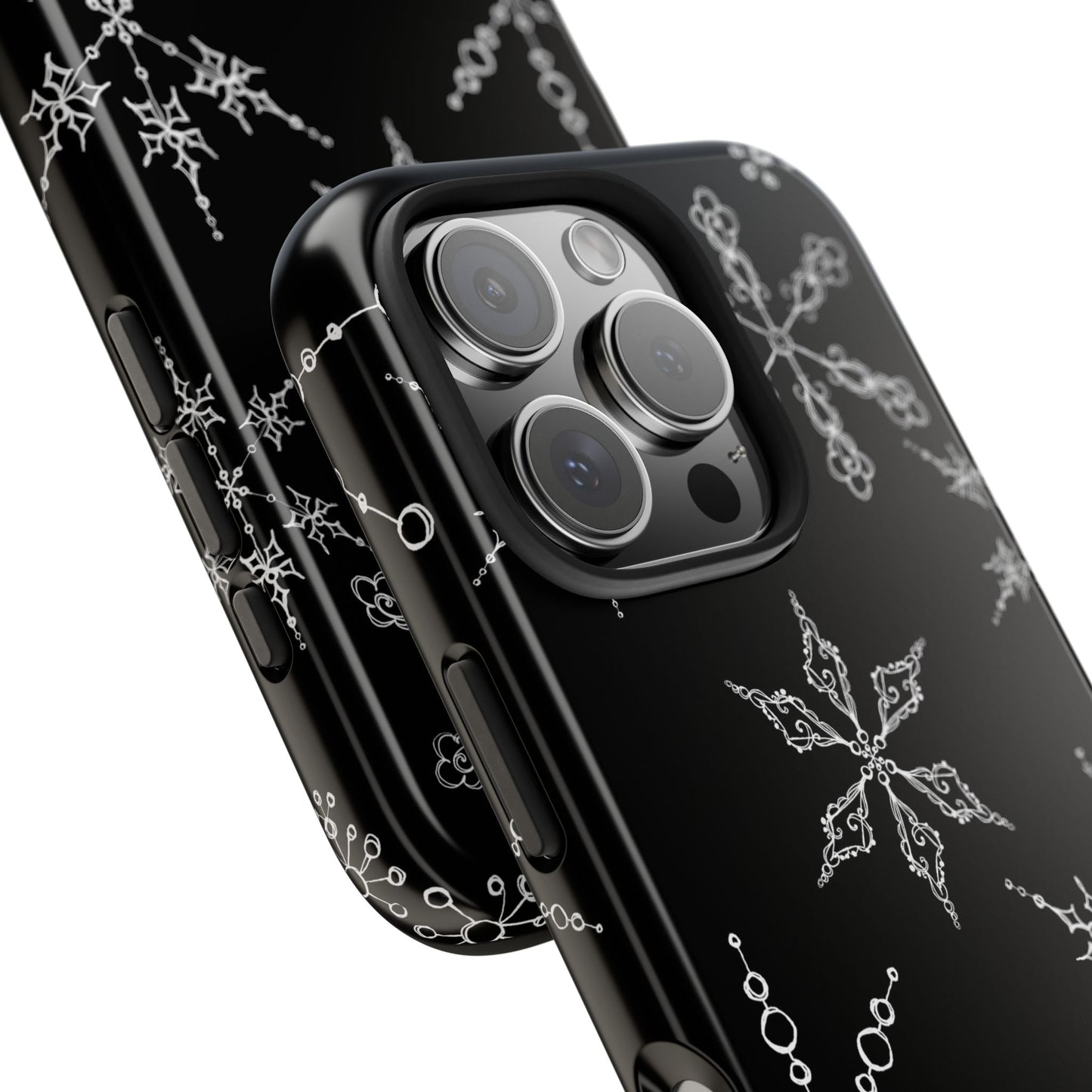 Snowflakes Black Phone Case