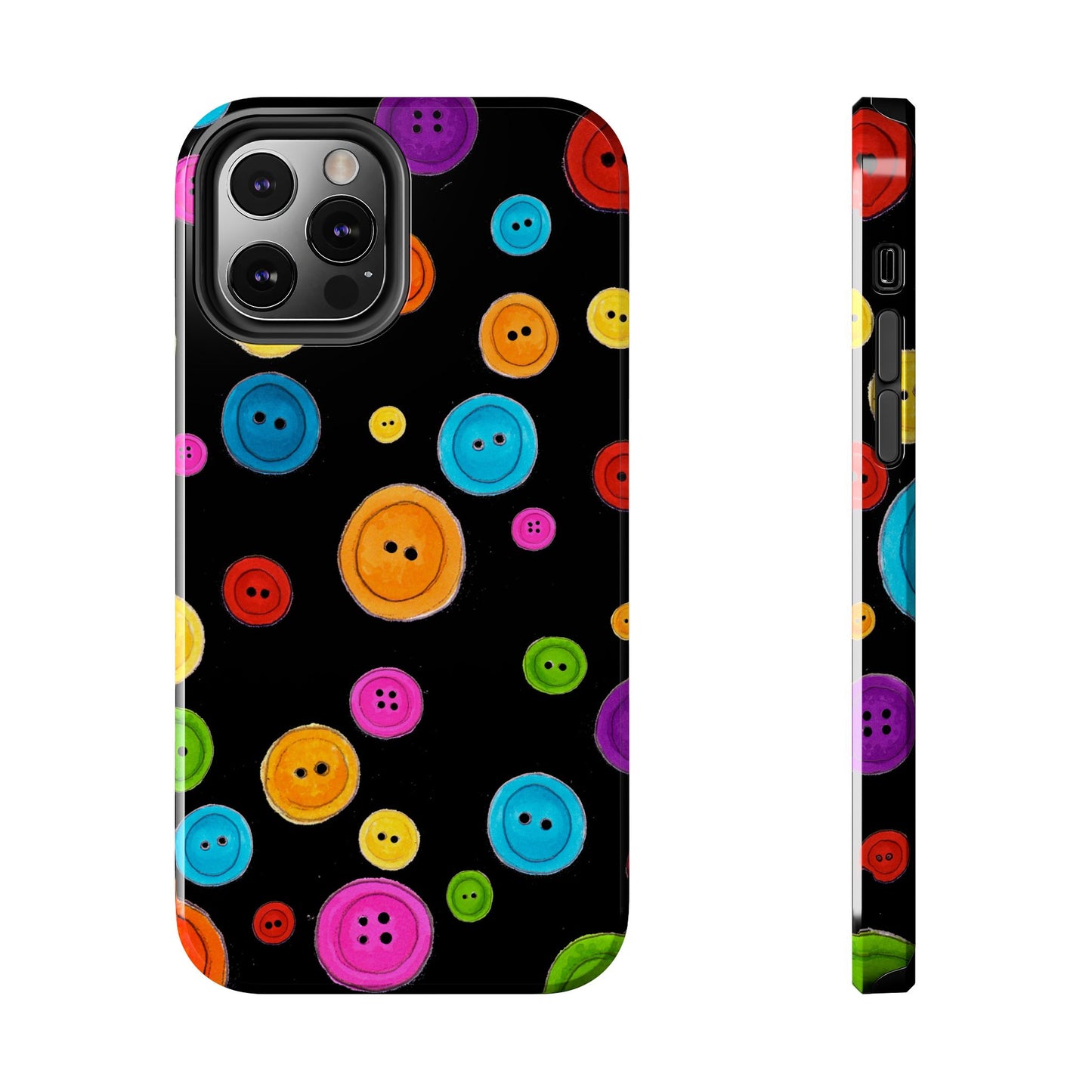 Button Dots Black Phone Case