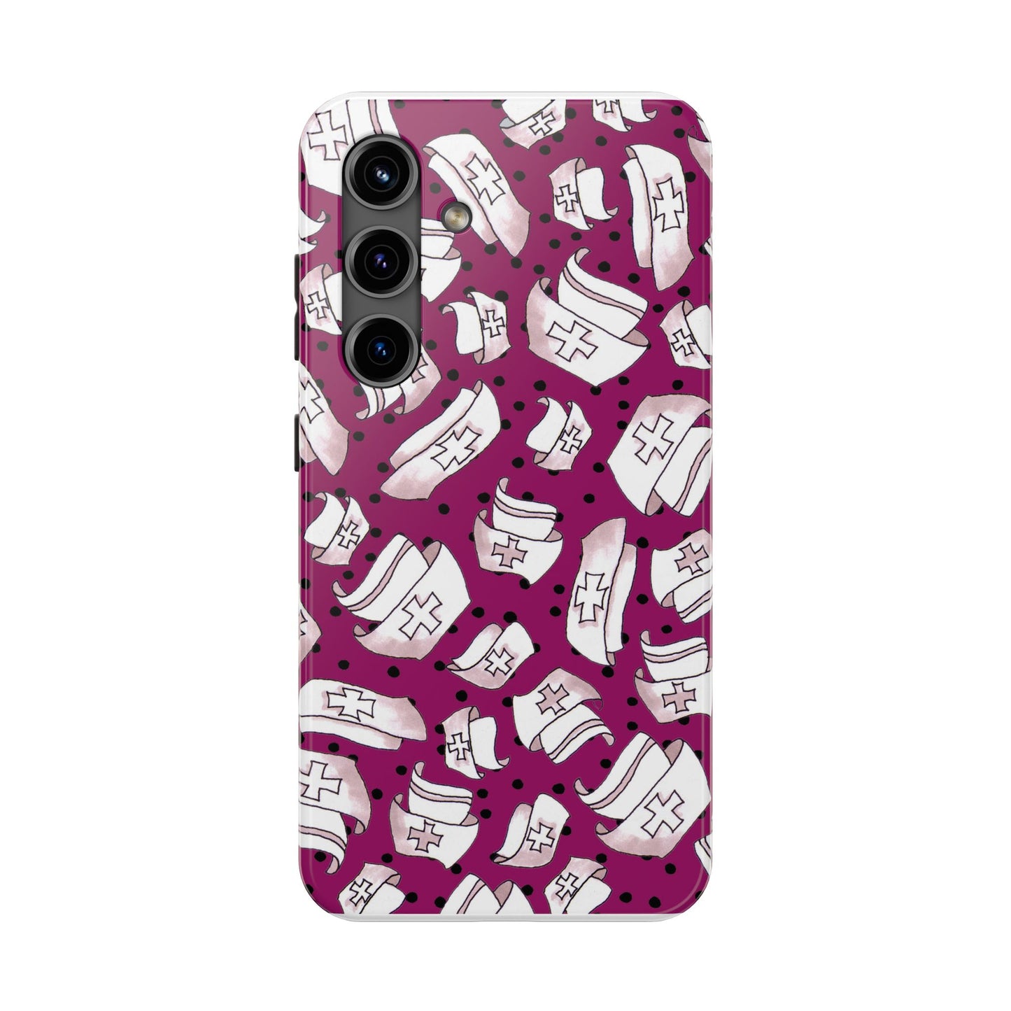 Med Hats Burgundy / Black Phone Case