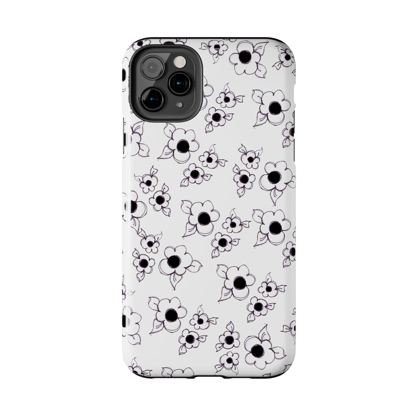 Daisy Cluster White / Black Phone Case