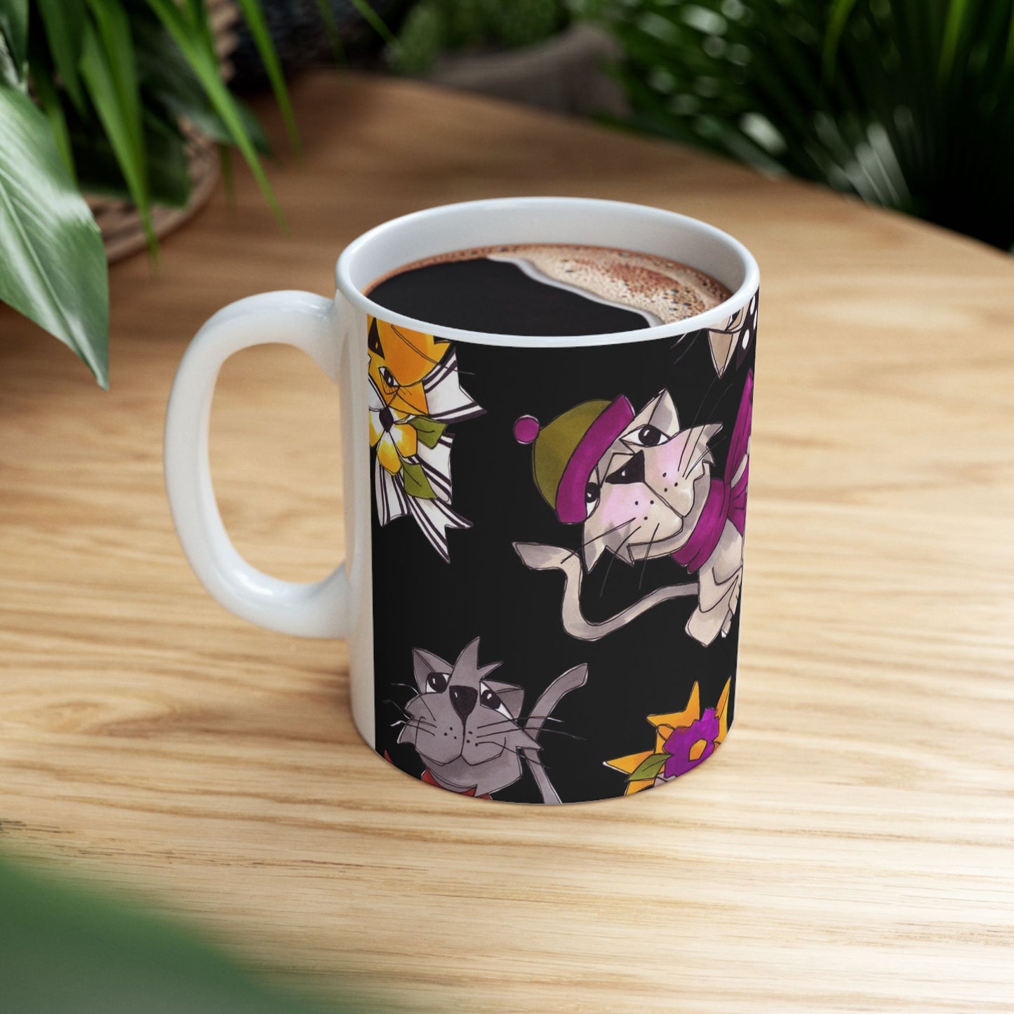 Spice Cats Tossed Black Cup