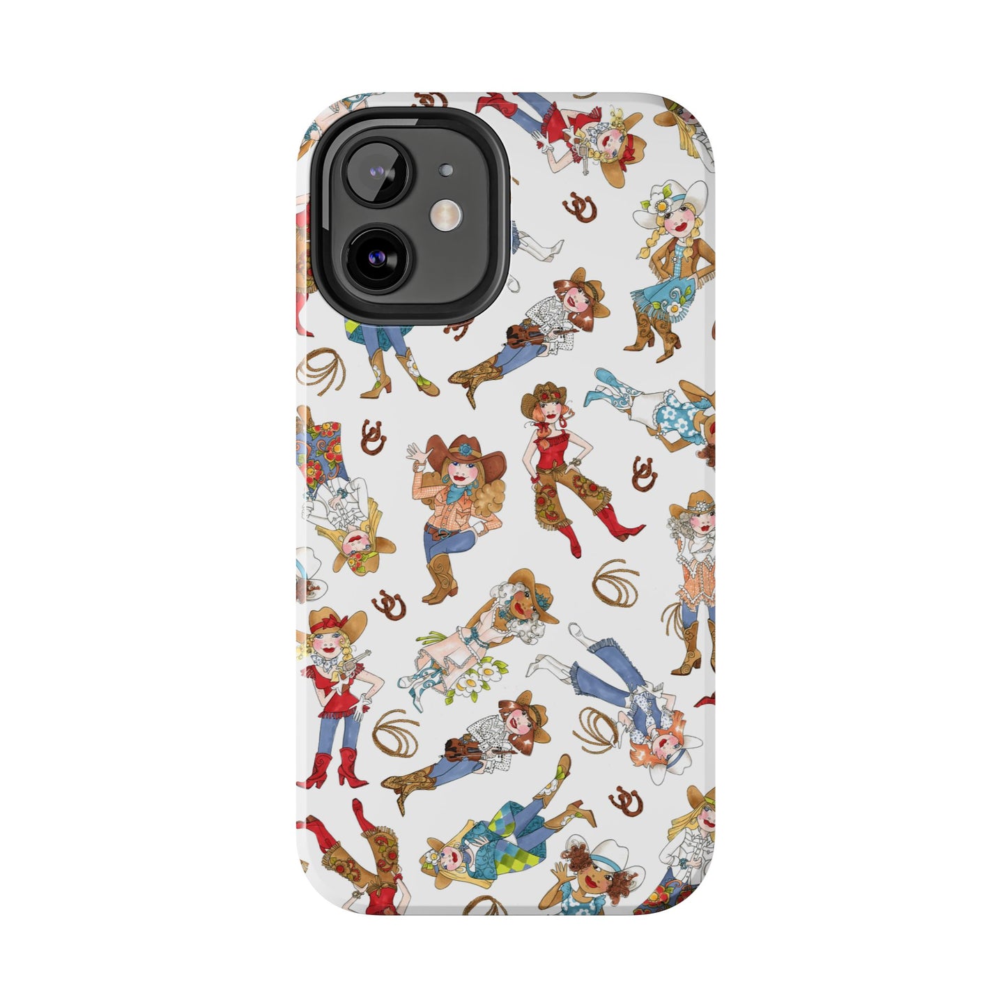 Tossed Cowgirls White Phone Case