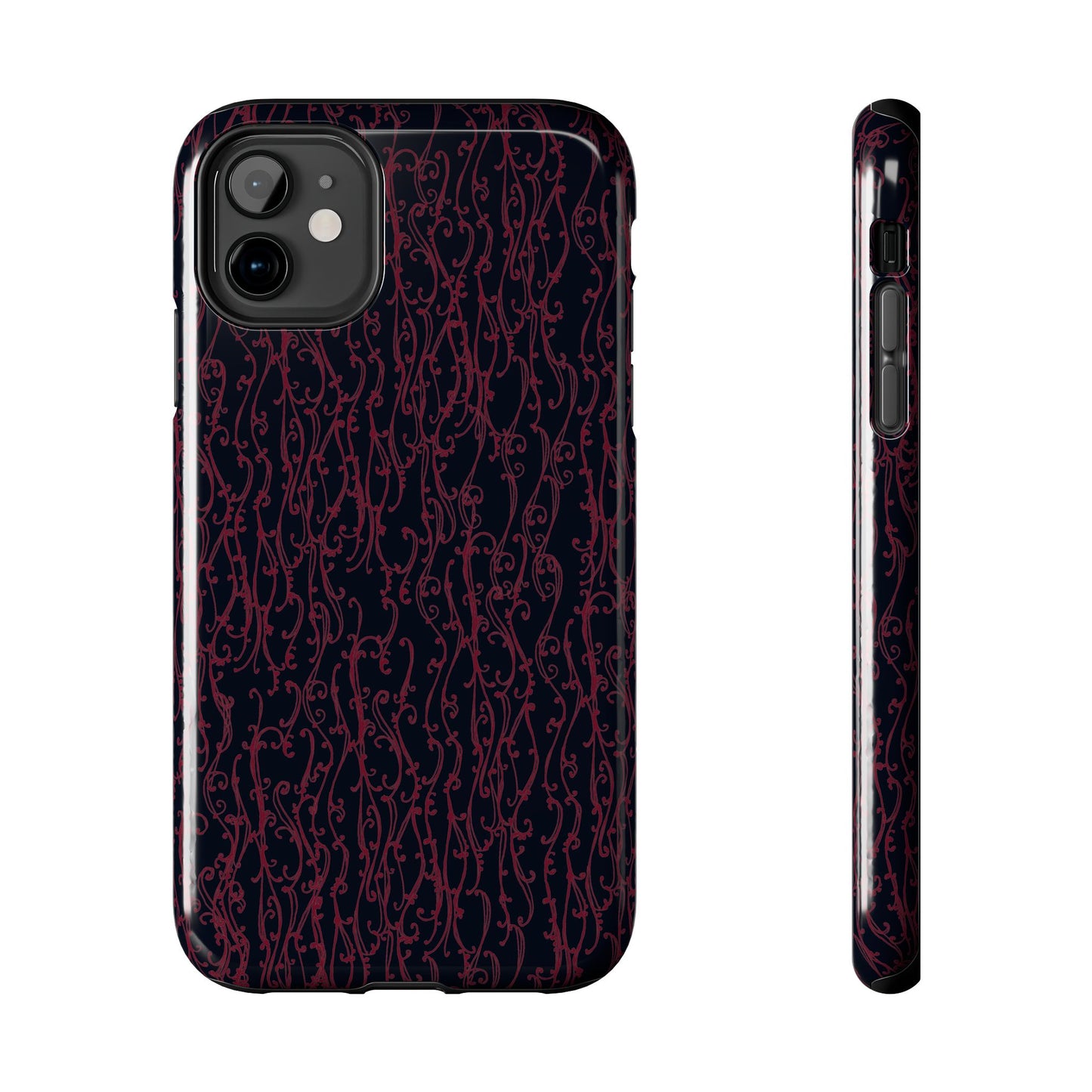 Swan Scroll Black / Red Phone Case