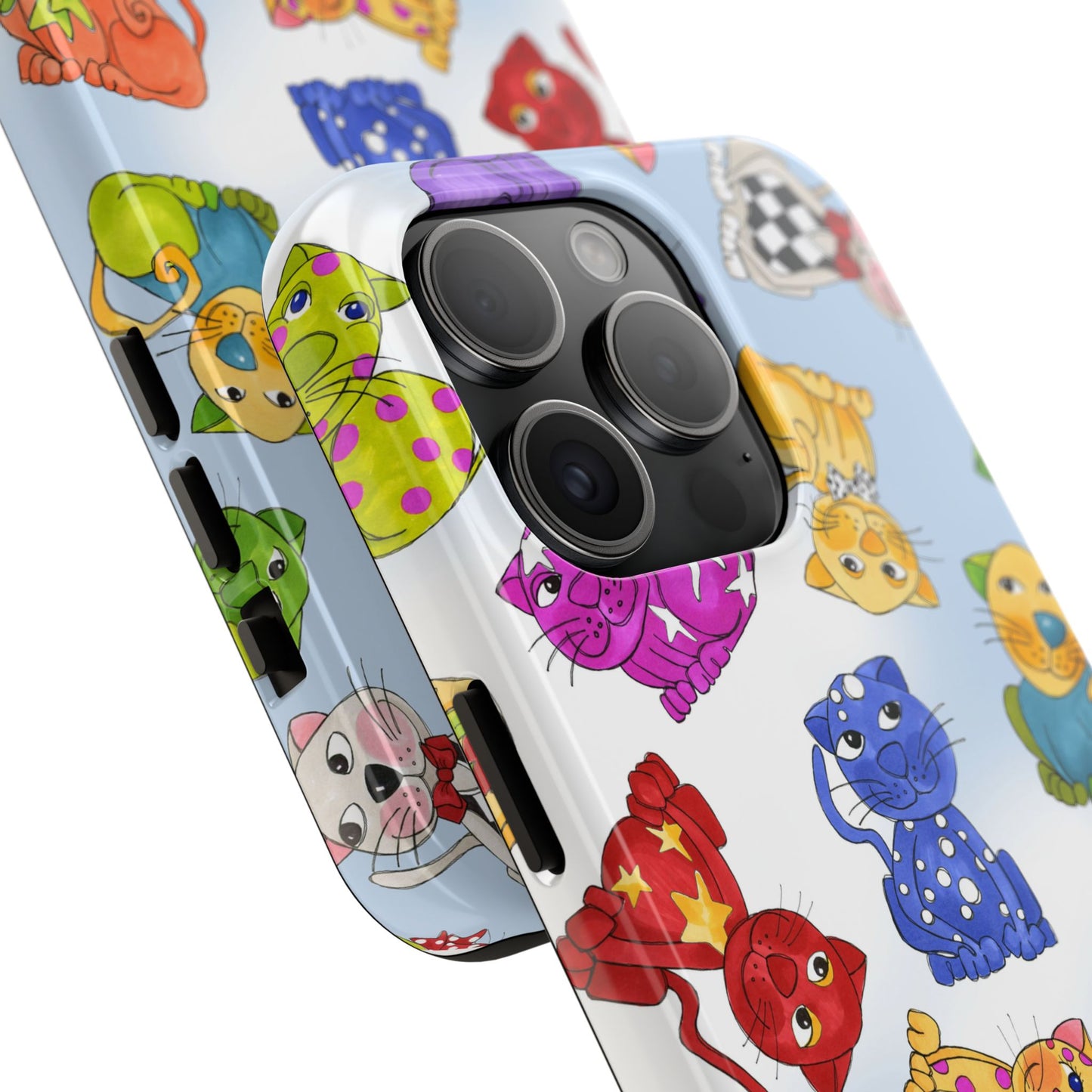 Tossed Happy Cats Blue Sky Phone Case