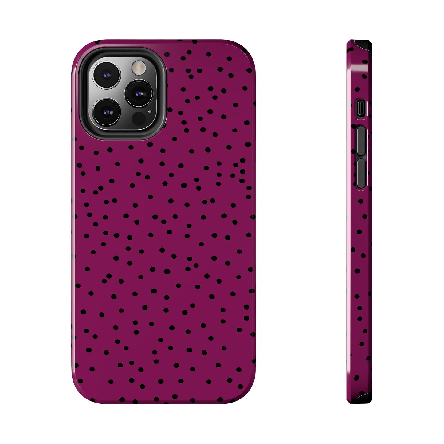 Dinky Dots Burgundy / Black Phone Case